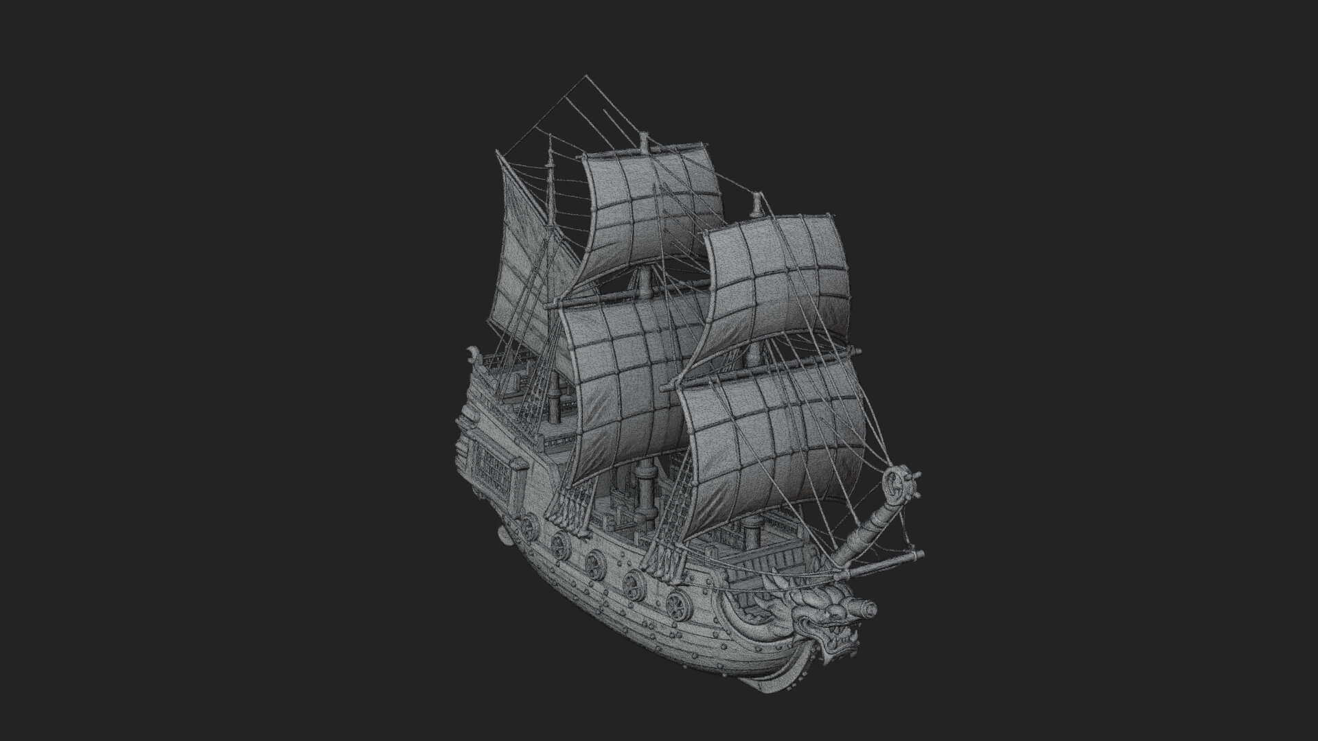 Dragon Prow Galleon Model Design 6 3D Print Model 3D Model