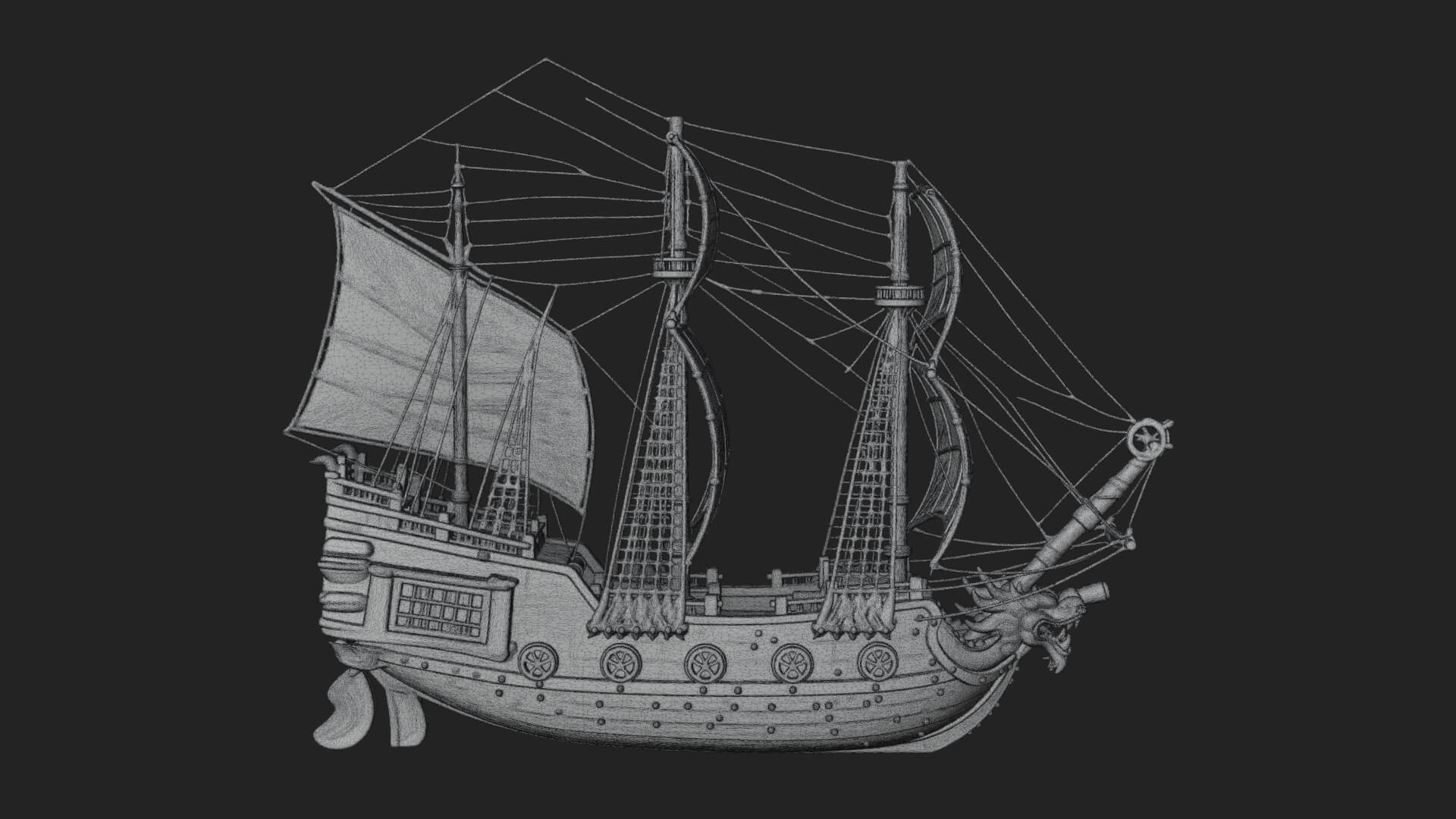 Dragon Prow Galleon Model Design 6 3D Print Model 3D Model