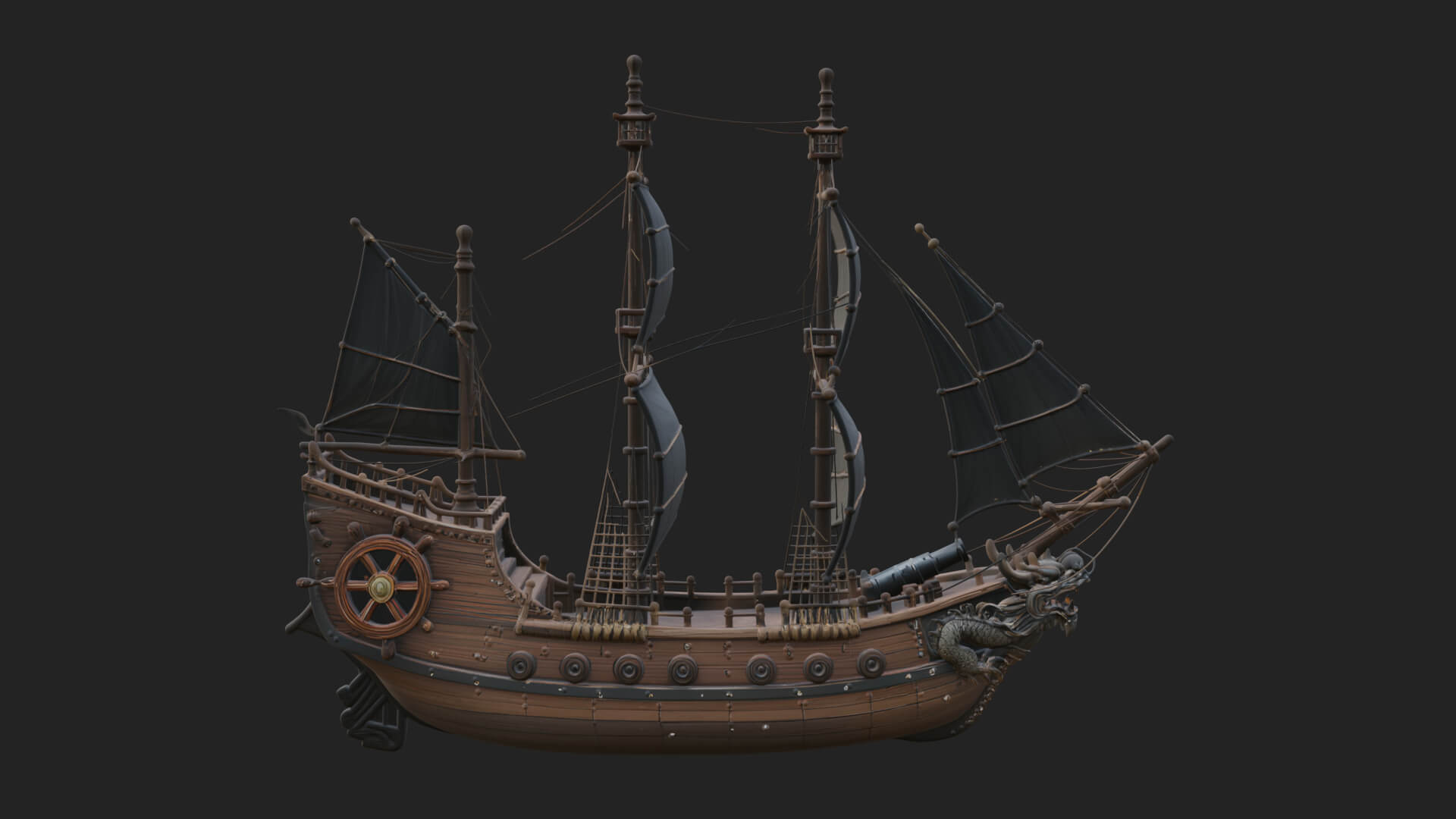 Dragon Prow Galleon Model Design 7 3D Print Model 3D Model