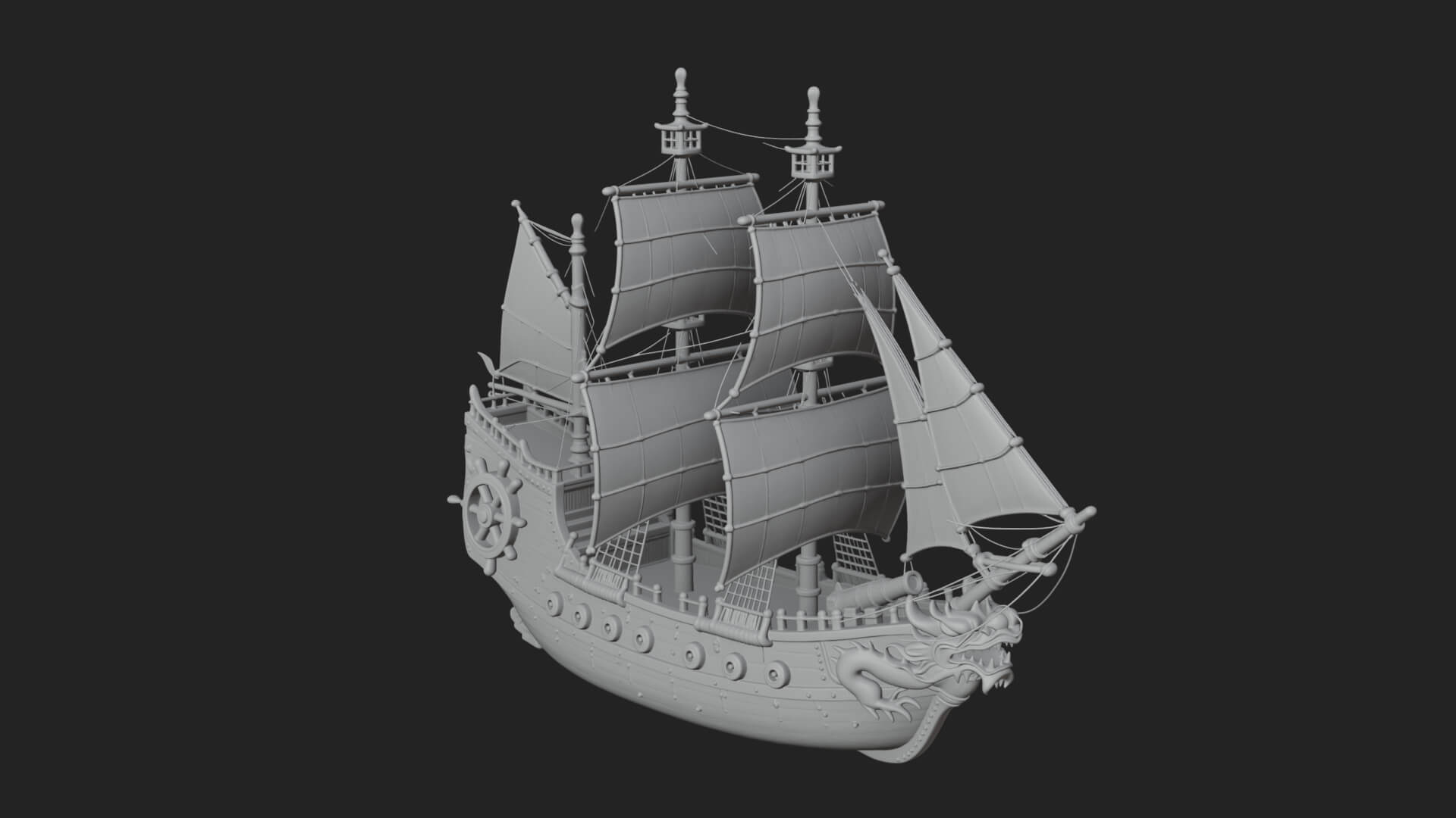 Dragon Prow Galleon Model Design 7 3D Print Model 3D Model
