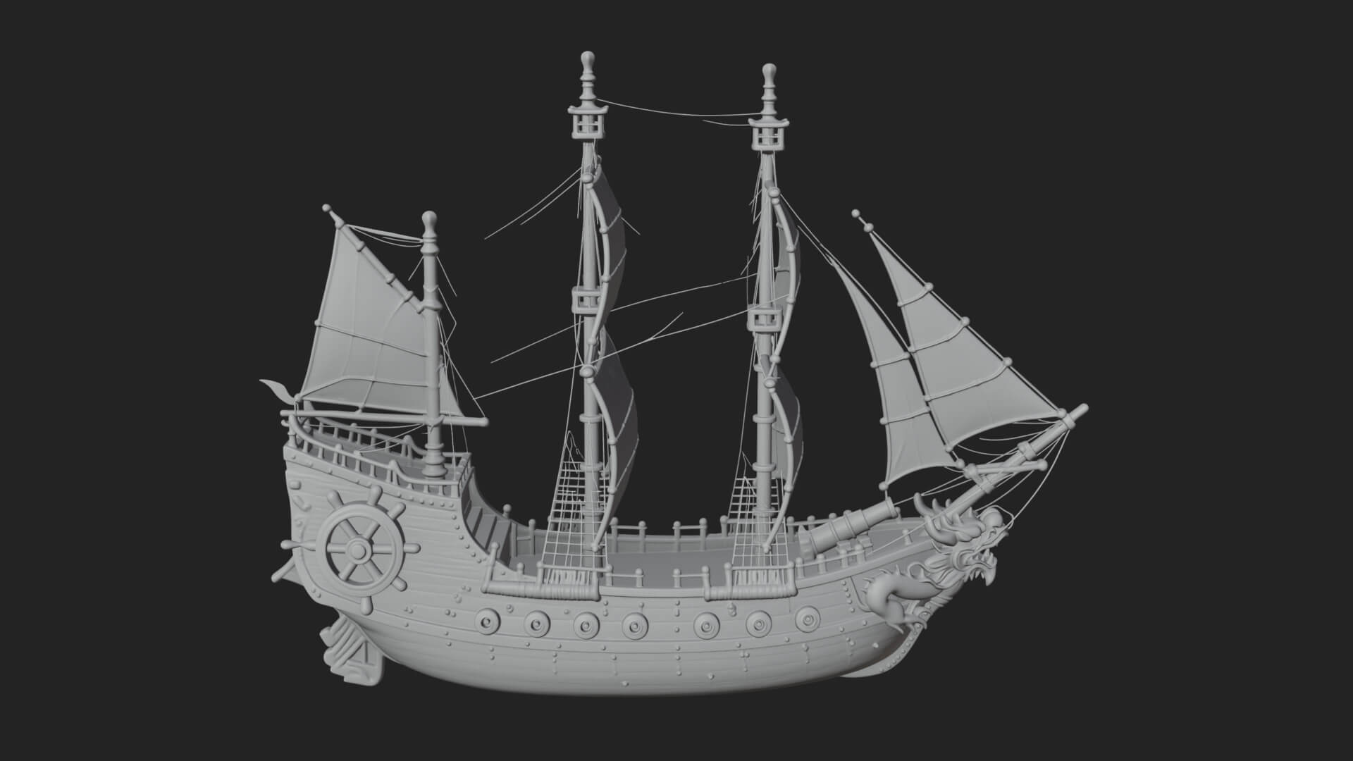 Dragon Prow Galleon Model Design 7 3D Print Model 3D Model
