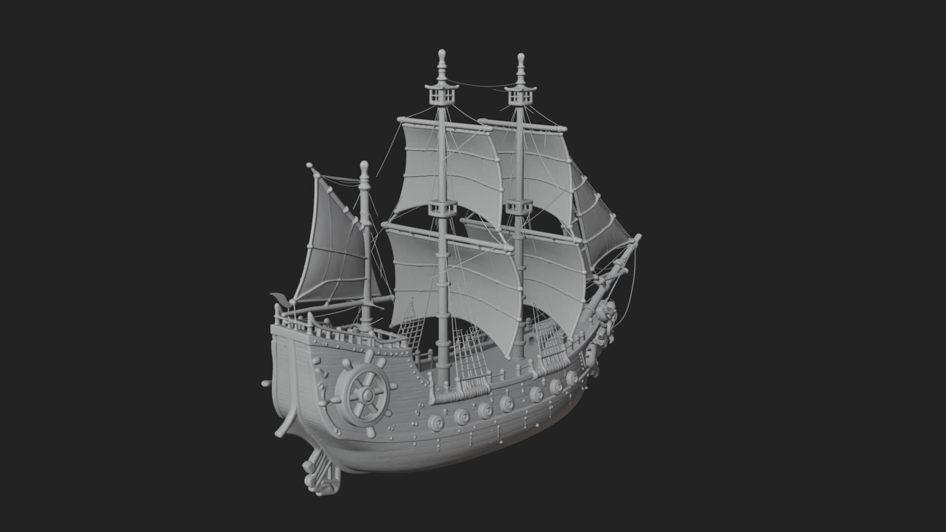 Dragon Prow Galleon Model Design 7 3D Print Model 3D Model