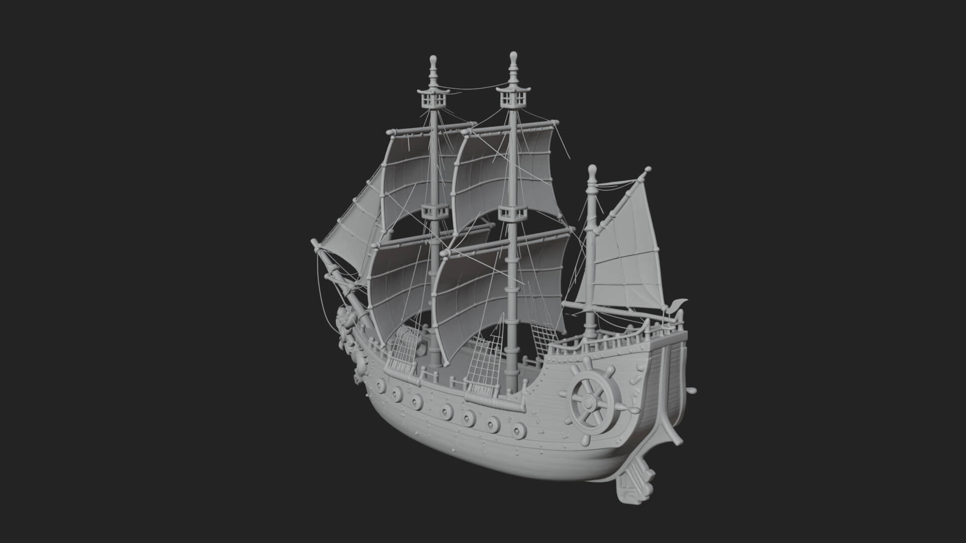 Dragon Prow Galleon Model Design 7 3D Print Model 3D Model