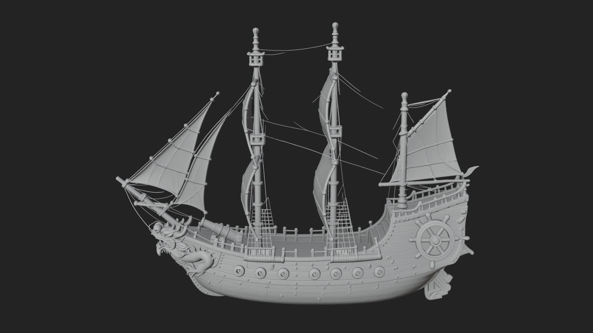 Dragon Prow Galleon Model Design 7 3D Print Model 3D Model