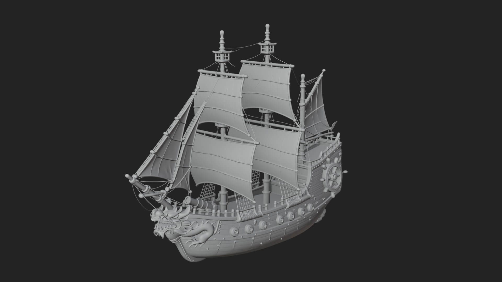 Dragon Prow Galleon Model Design 7 3D Print Model 3D Model