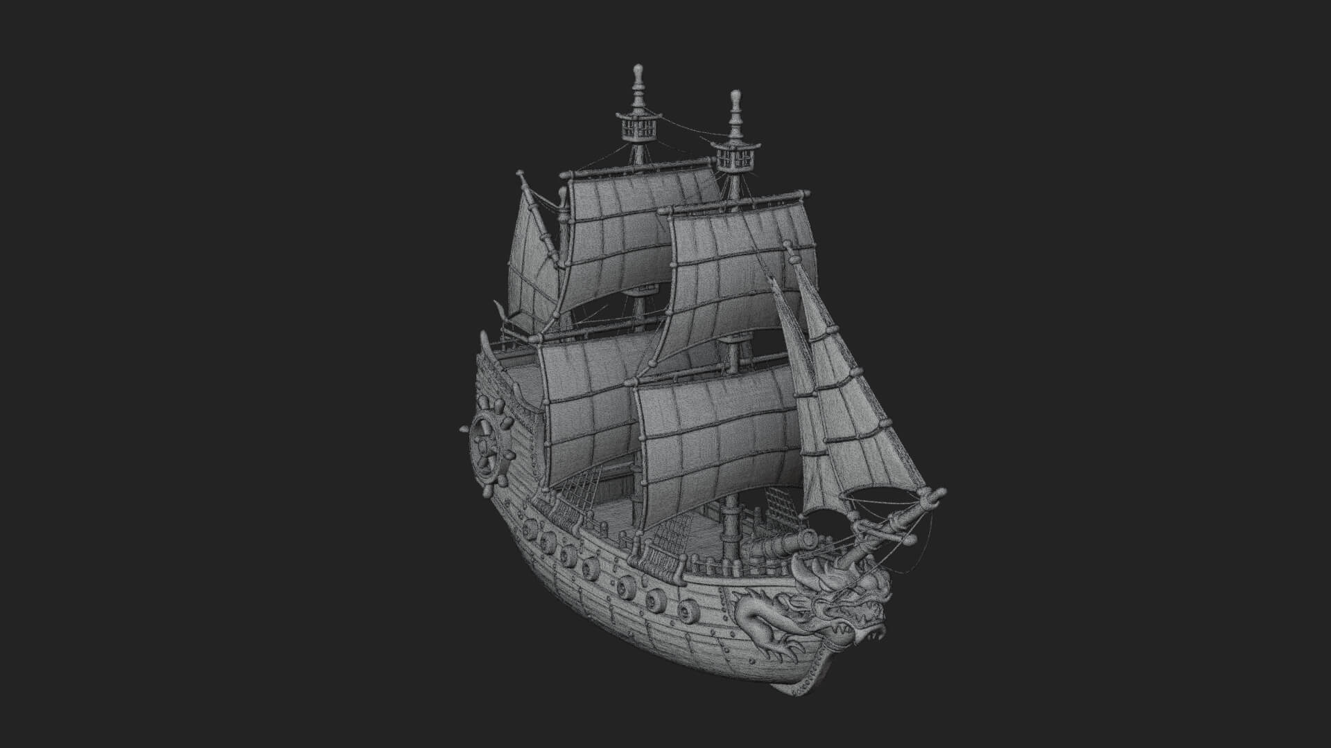 Dragon Prow Galleon Model Design 7 3D Print Model 3D Model