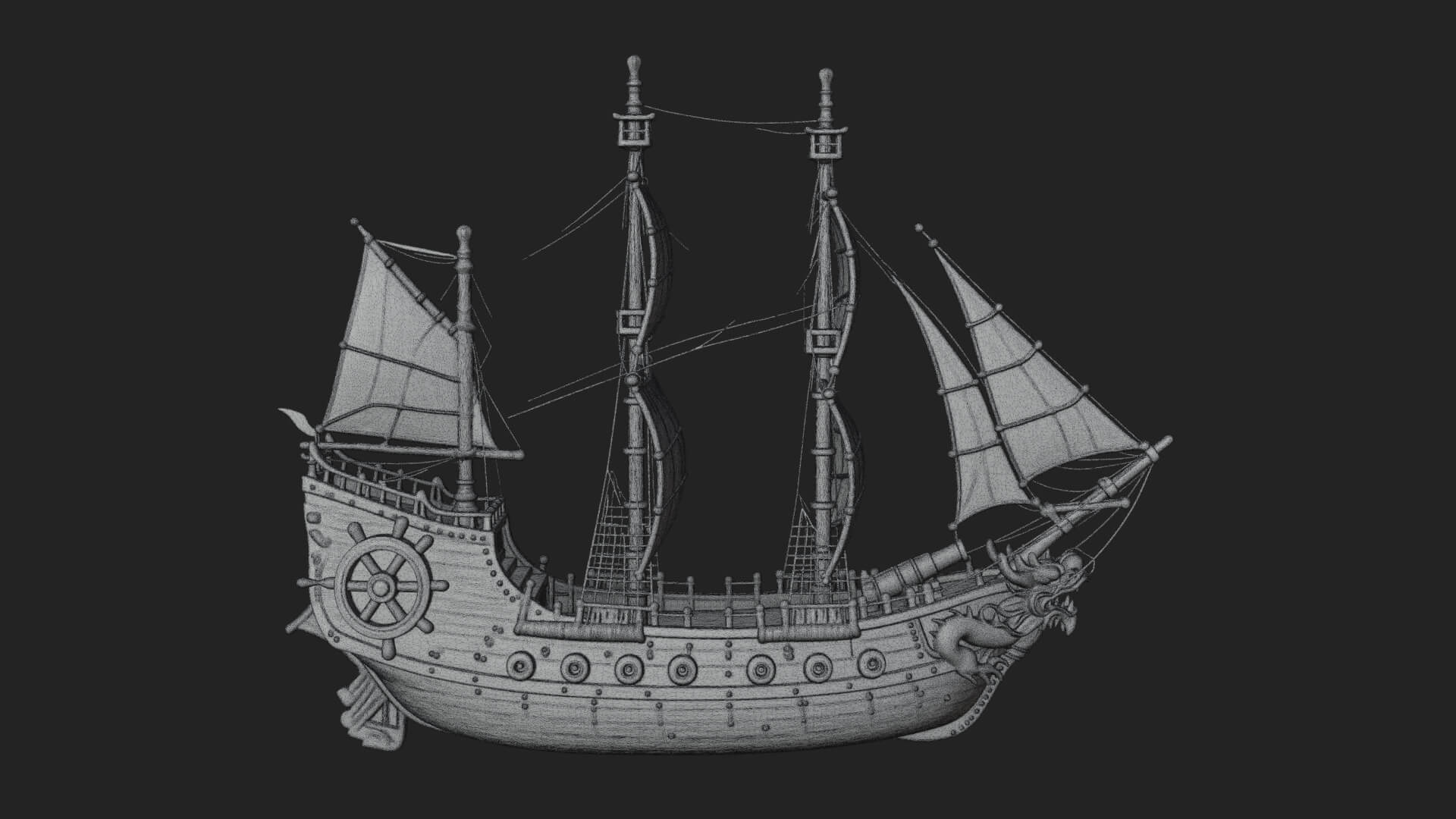 Dragon Prow Galleon Model Design 7 3D Print Model 3D Model