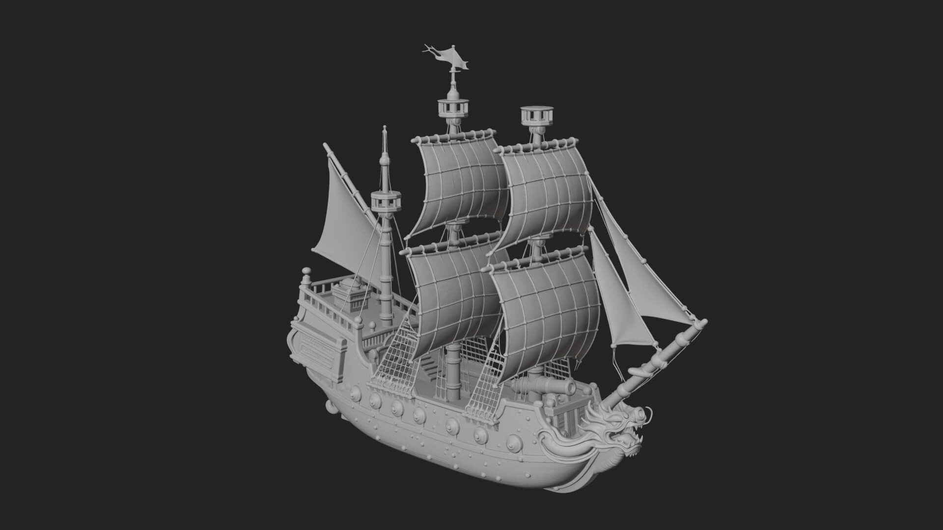 Dragon Prow Galleon Model Design 8 3D Print Model 3D Model