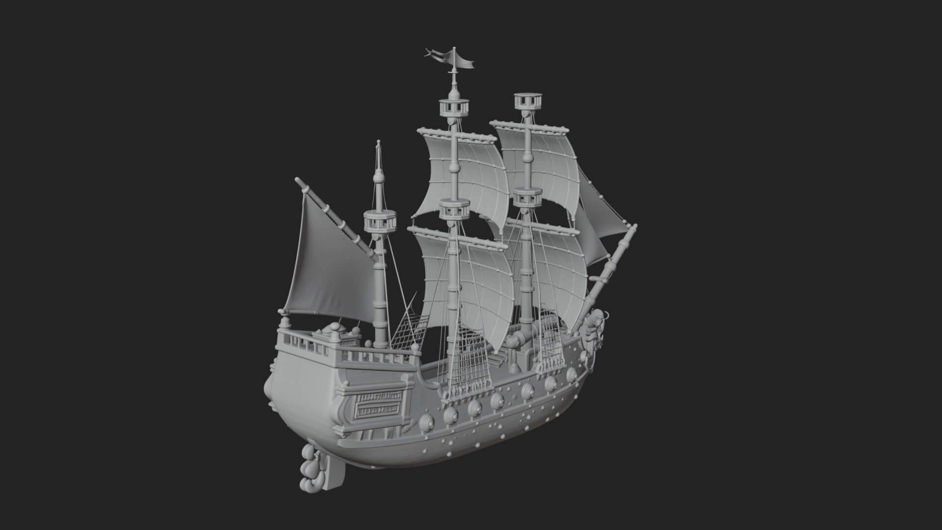 Dragon Prow Galleon Model Design 8 3D Print Model 3D Model