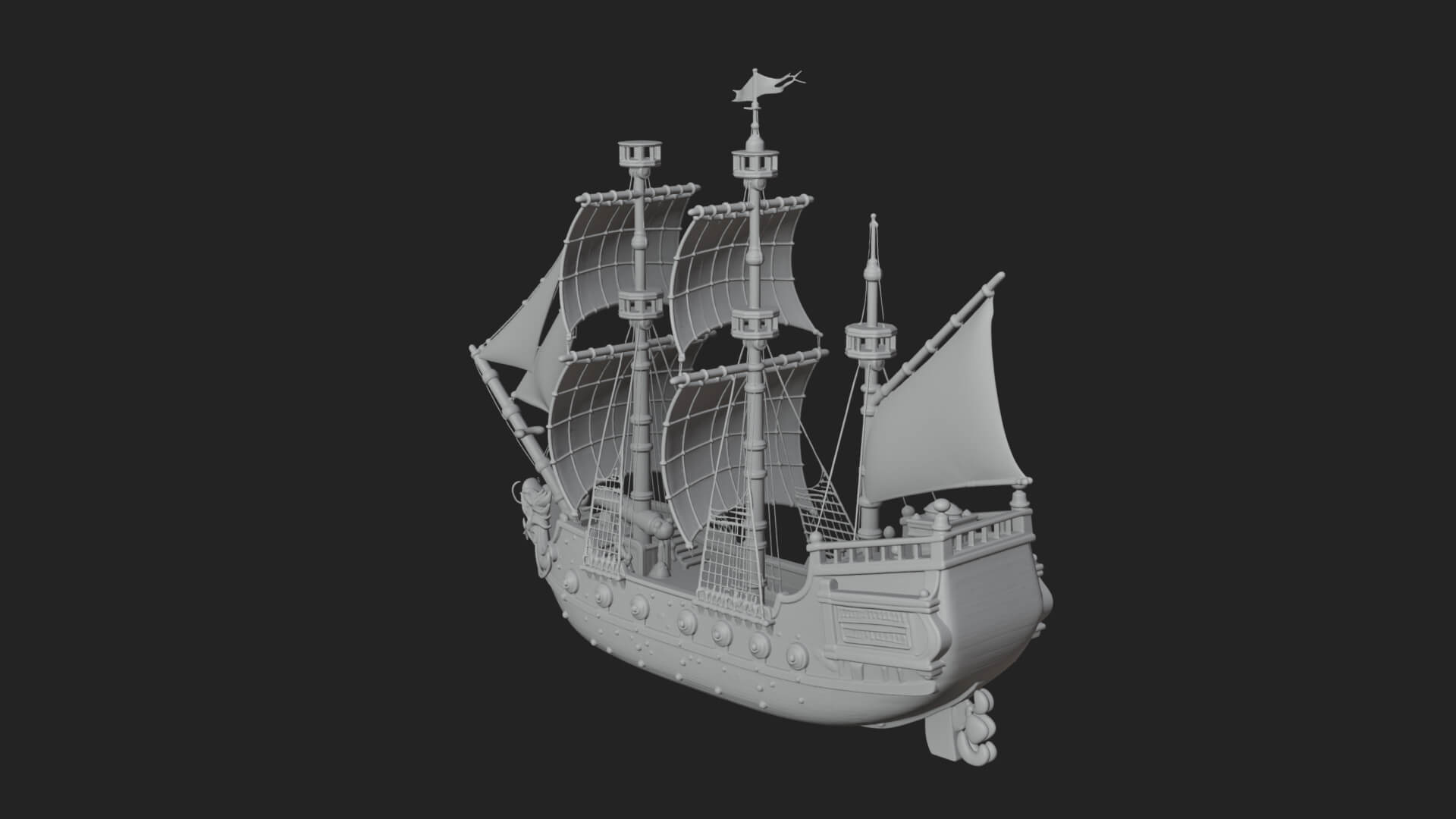 Dragon Prow Galleon Model Design 8 3D Print Model 3D Model