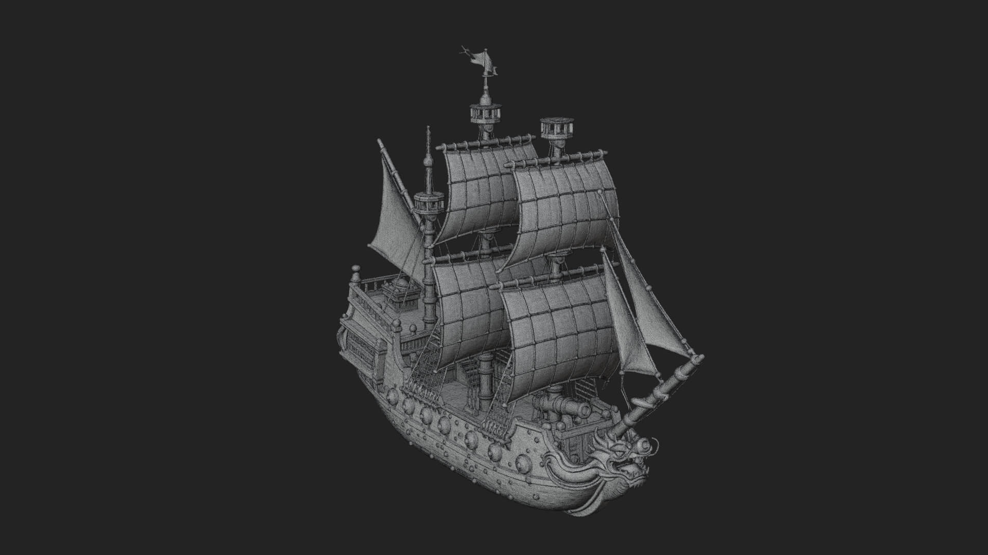 Dragon Prow Galleon Model Design 8 3D Print Model 3D Model