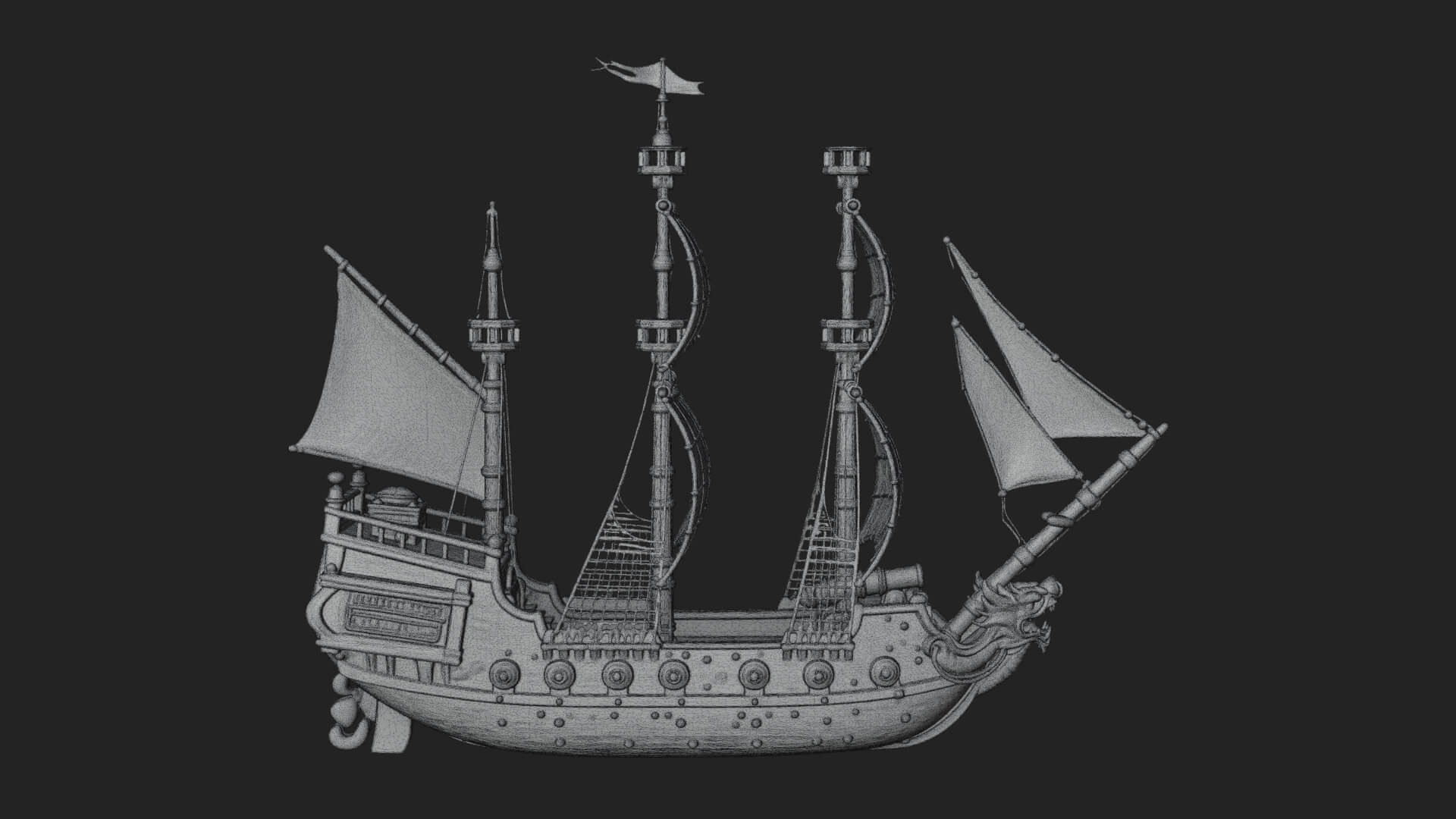 Dragon Prow Galleon Model Design 8 3D Print Model 3D Model