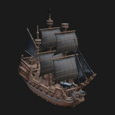Dragon Prow Galleon Model Design 8 3D Print Model