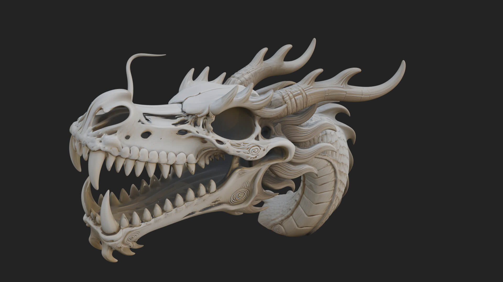 Dragon Skull Bust Statue Design 10 3D Print Model 3D Model