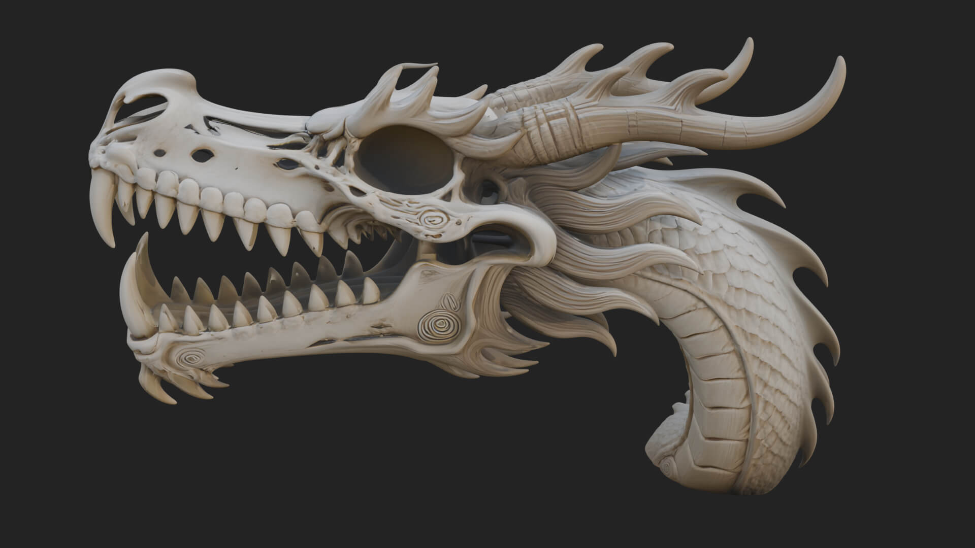 Dragon Skull Bust Statue Design 10 3D Print Model 3D Model