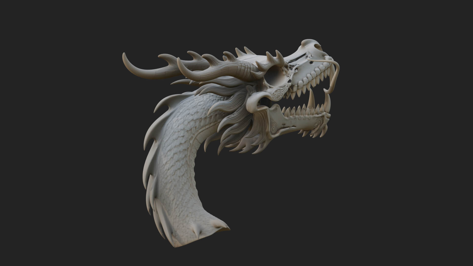 Dragon Skull Bust Statue Design 10 3D Print Model 3D Model