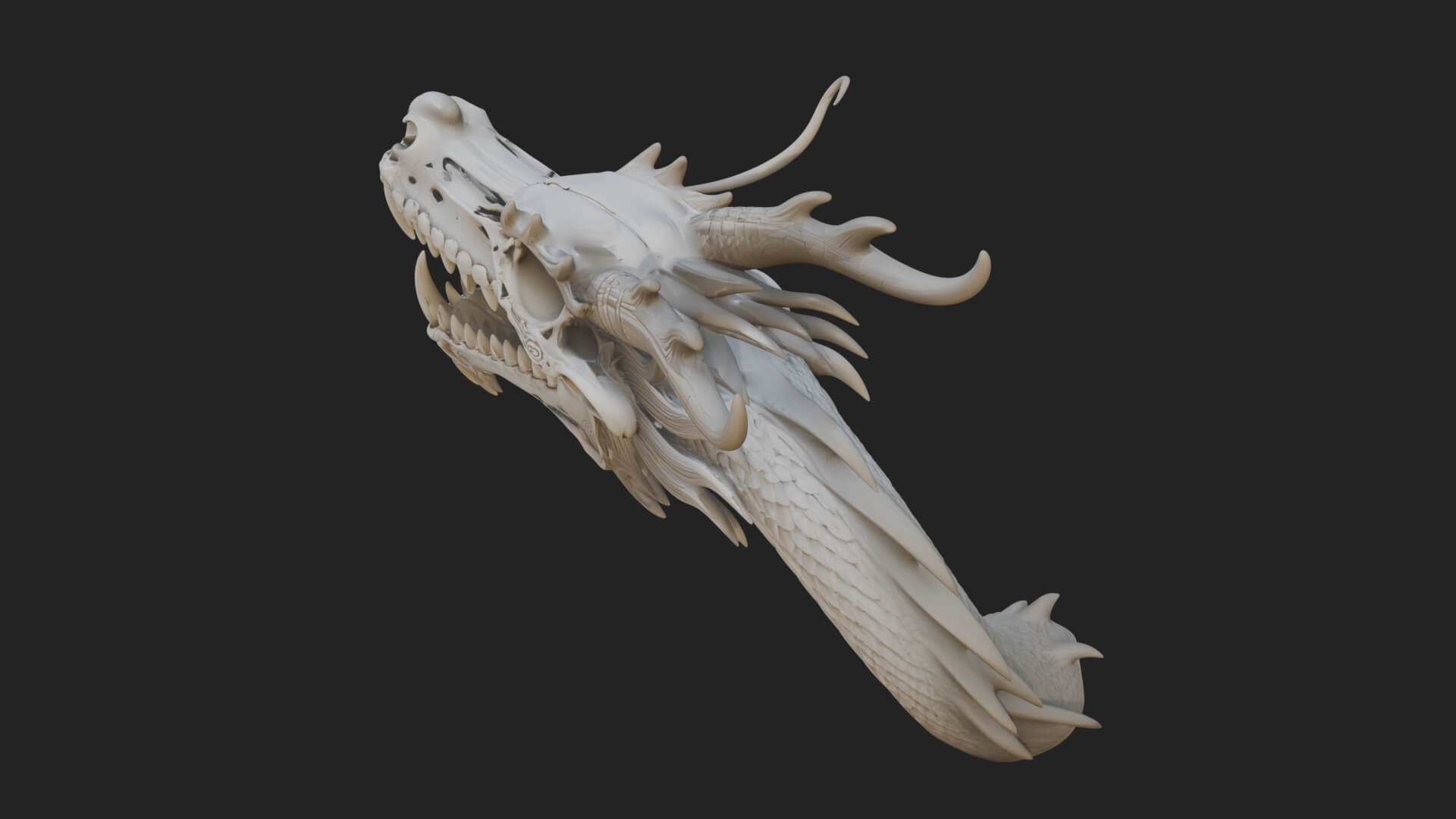 Dragon Skull Bust Statue Design 10 3D Print Model 3D Model