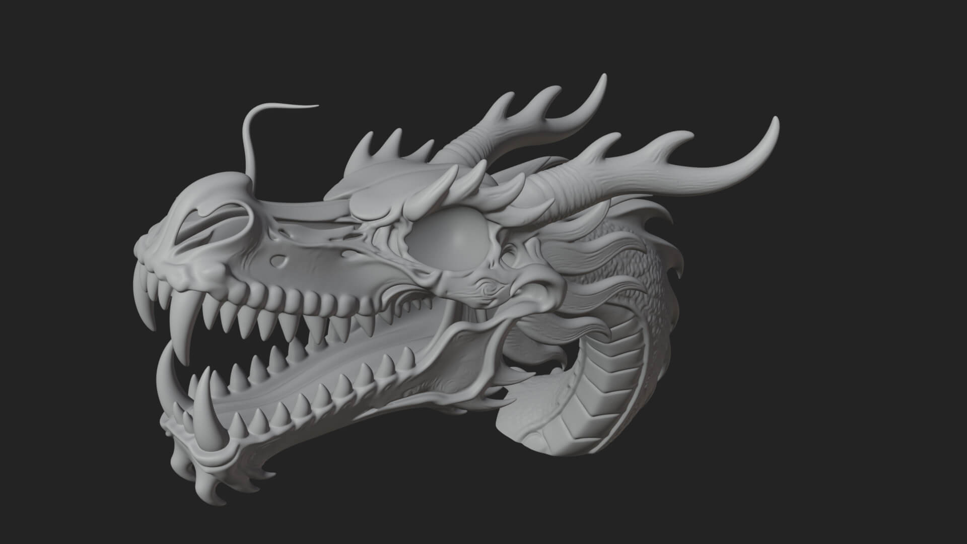 Dragon Skull Bust Statue Design 10 3D Print Model 3D Model