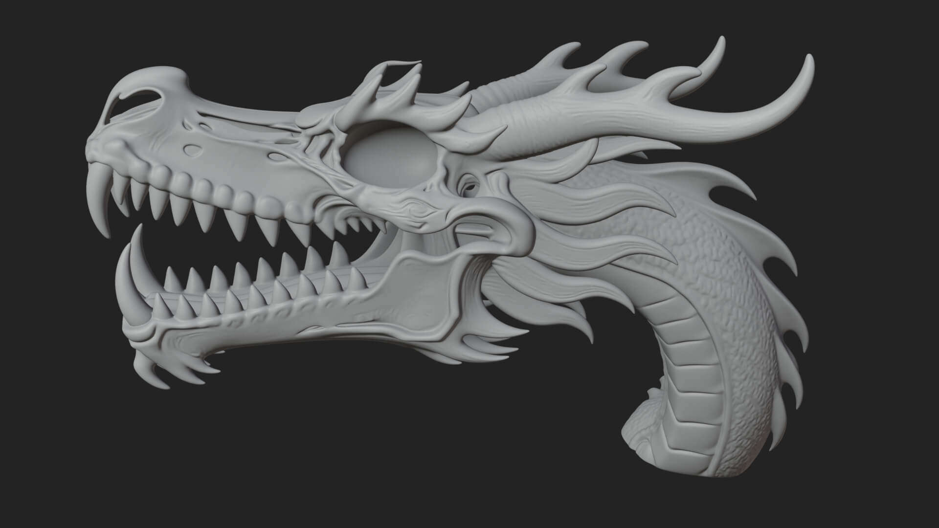 Dragon Skull Bust Statue Design 10 3D Print Model 3D Model