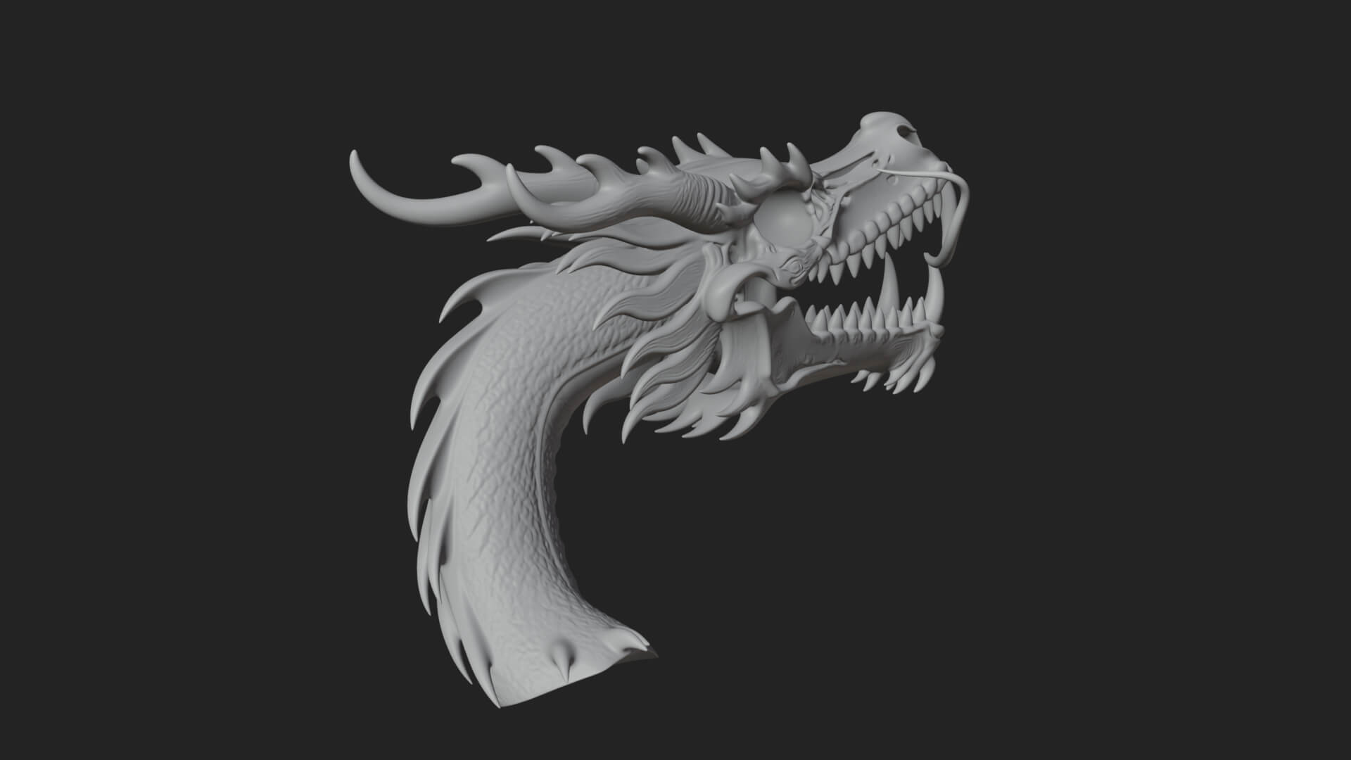 Dragon Skull Bust Statue Design 10 3D Print Model 3D Model