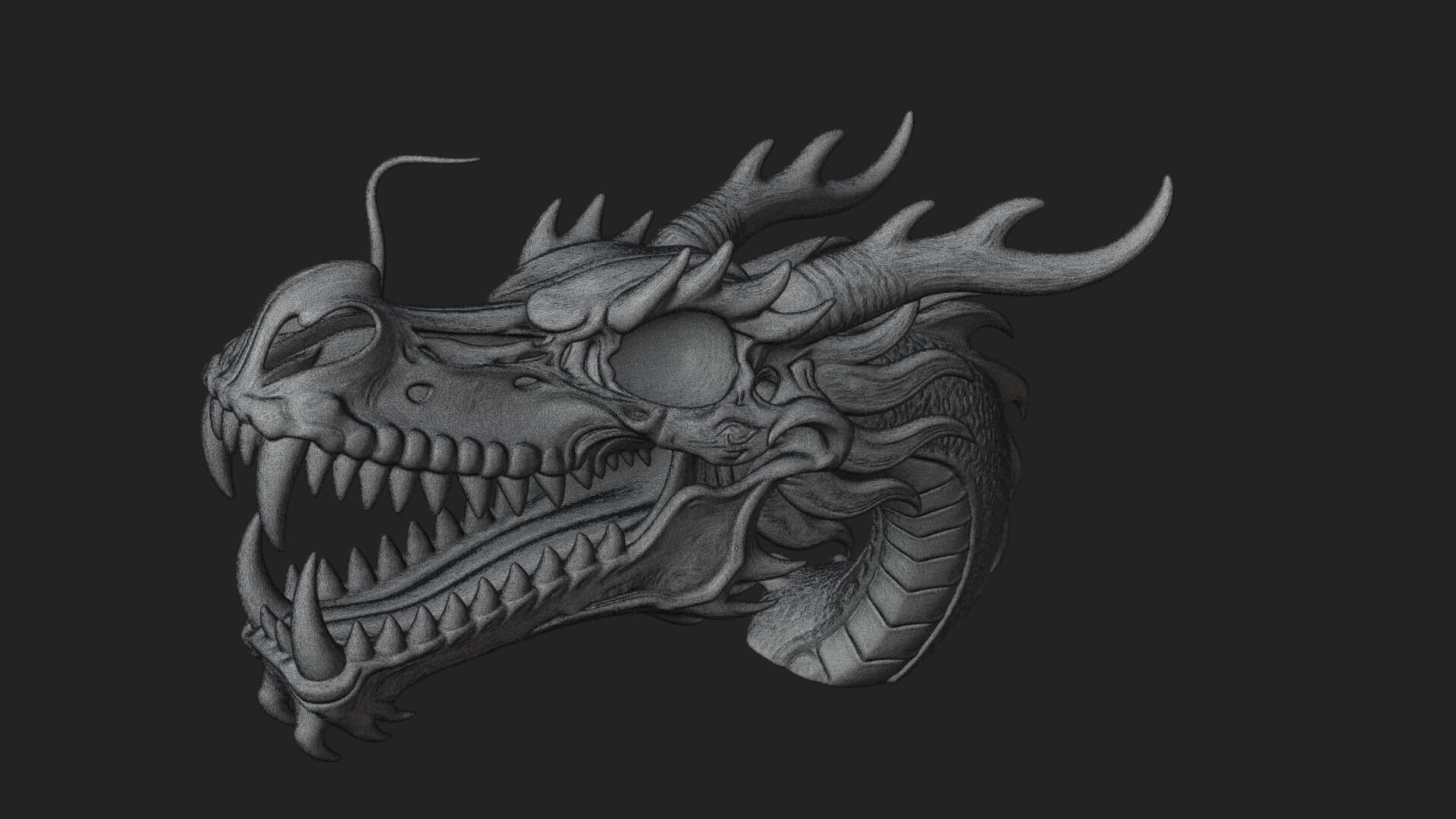 Dragon Skull Bust Statue Design 10 3D Print Model 3D Model