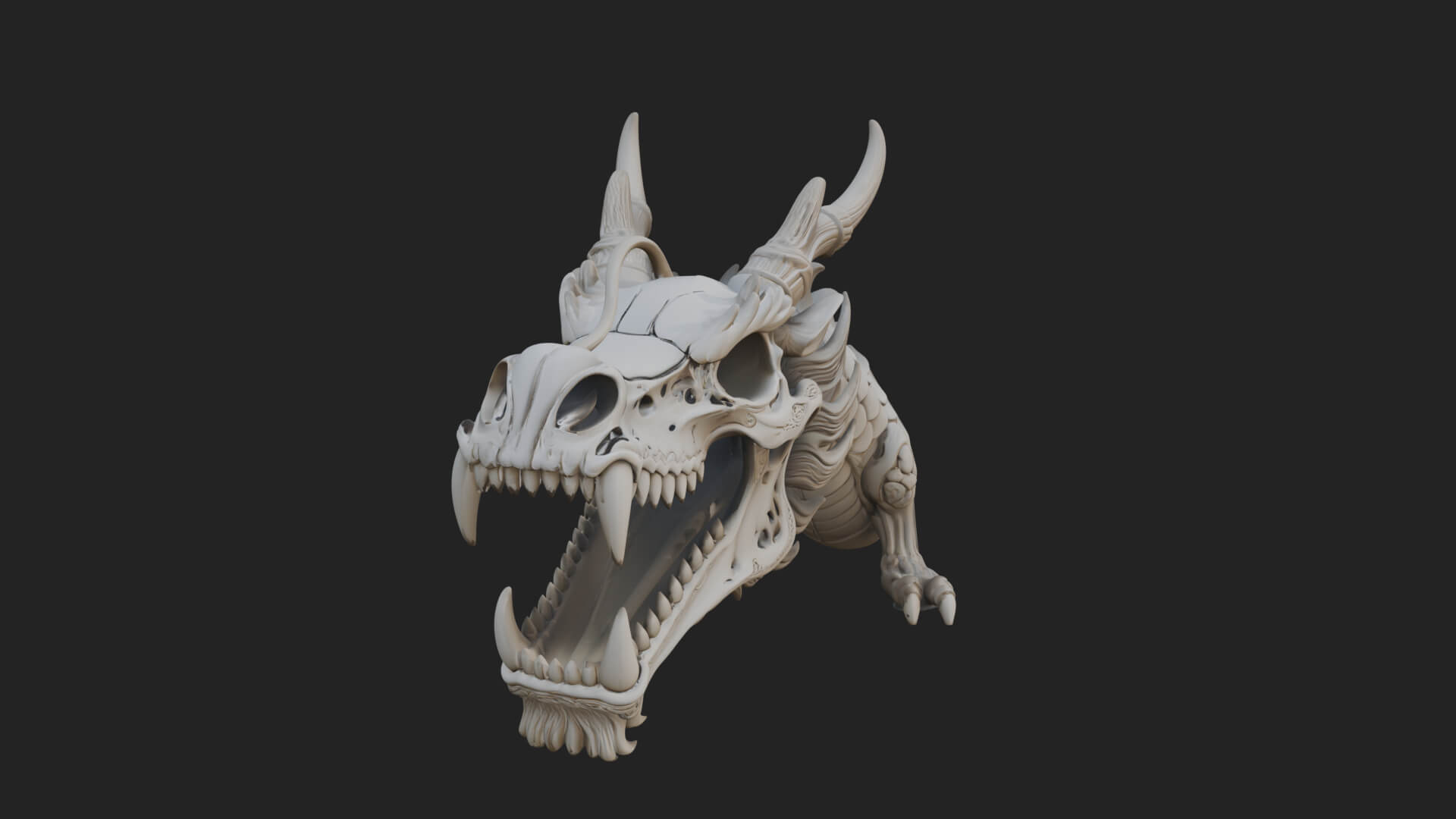Dragon Skull Bust Statue Design 11 3D Print Model 3D Model
