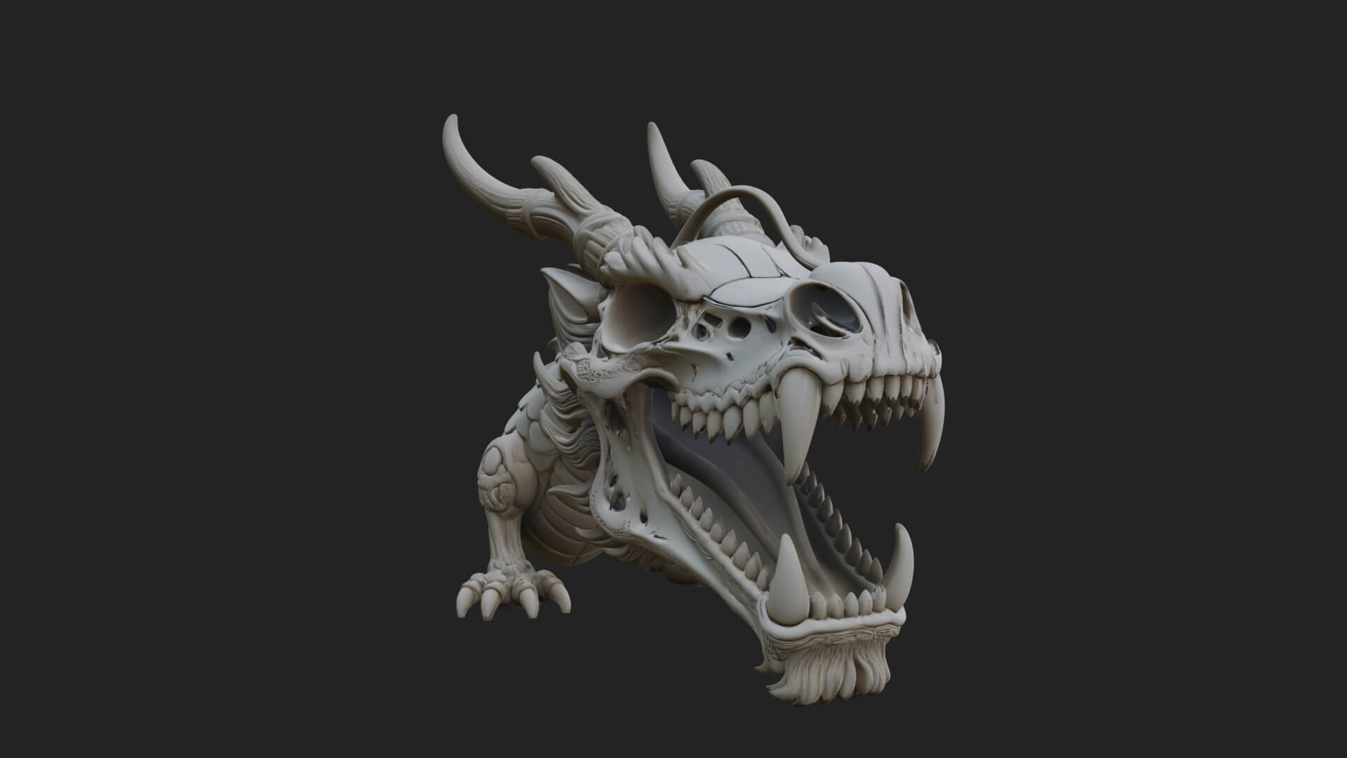Dragon Skull Bust Statue Design 11 3D Print Model 3D Model