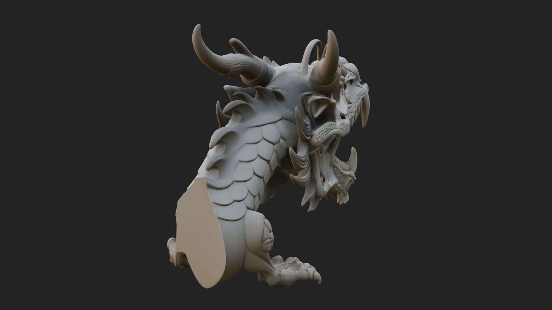 Dragon Skull Bust Statue Design 11 3D Print Model 3D Model