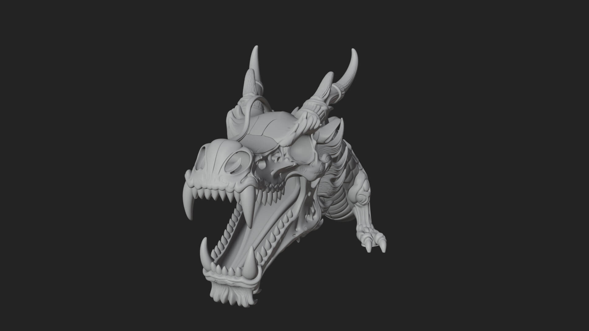 Dragon Skull Bust Statue Design 11 3D Print Model 3D Model