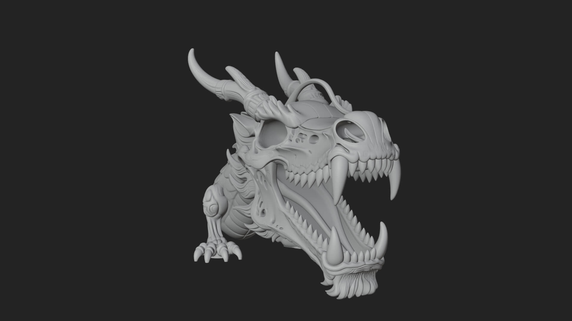 Dragon Skull Bust Statue Design 11 3D Print Model 3D Model