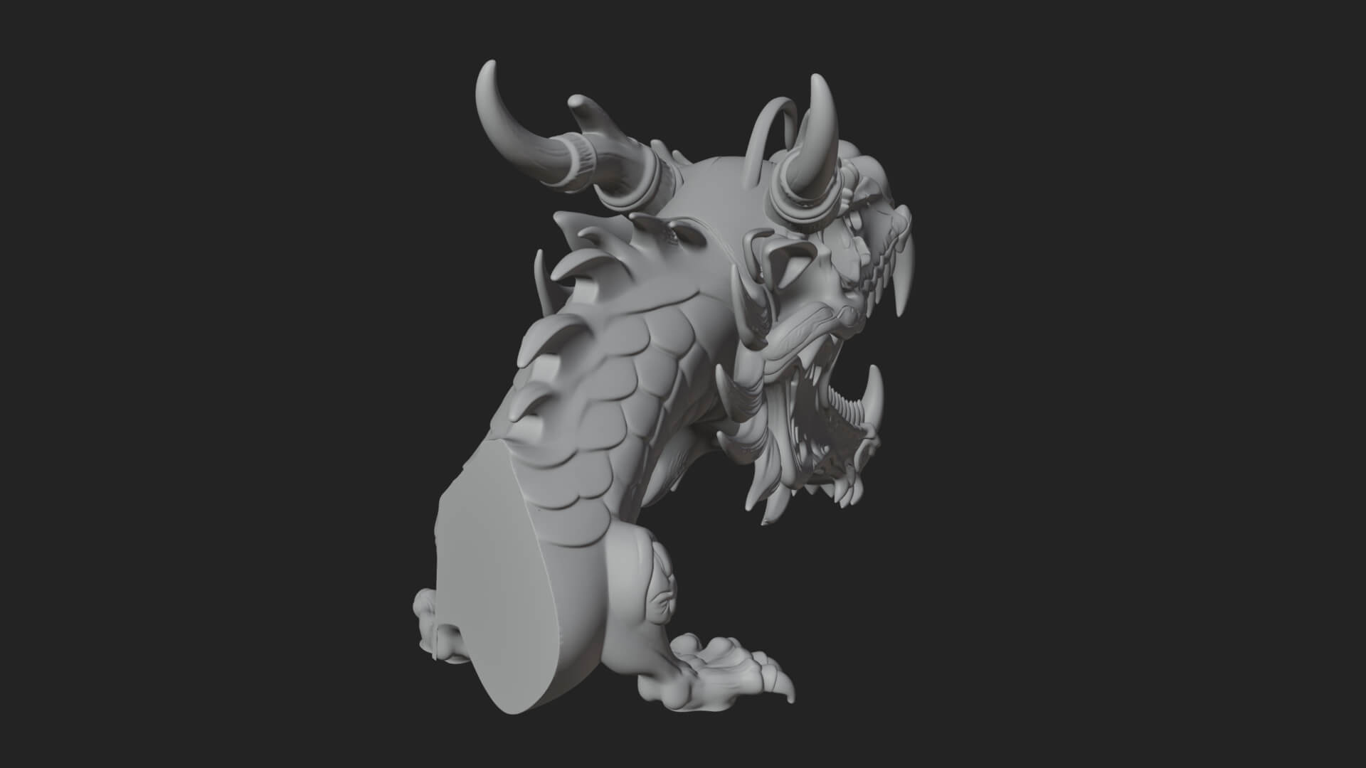 Dragon Skull Bust Statue Design 11 3D Print Model 3D Model