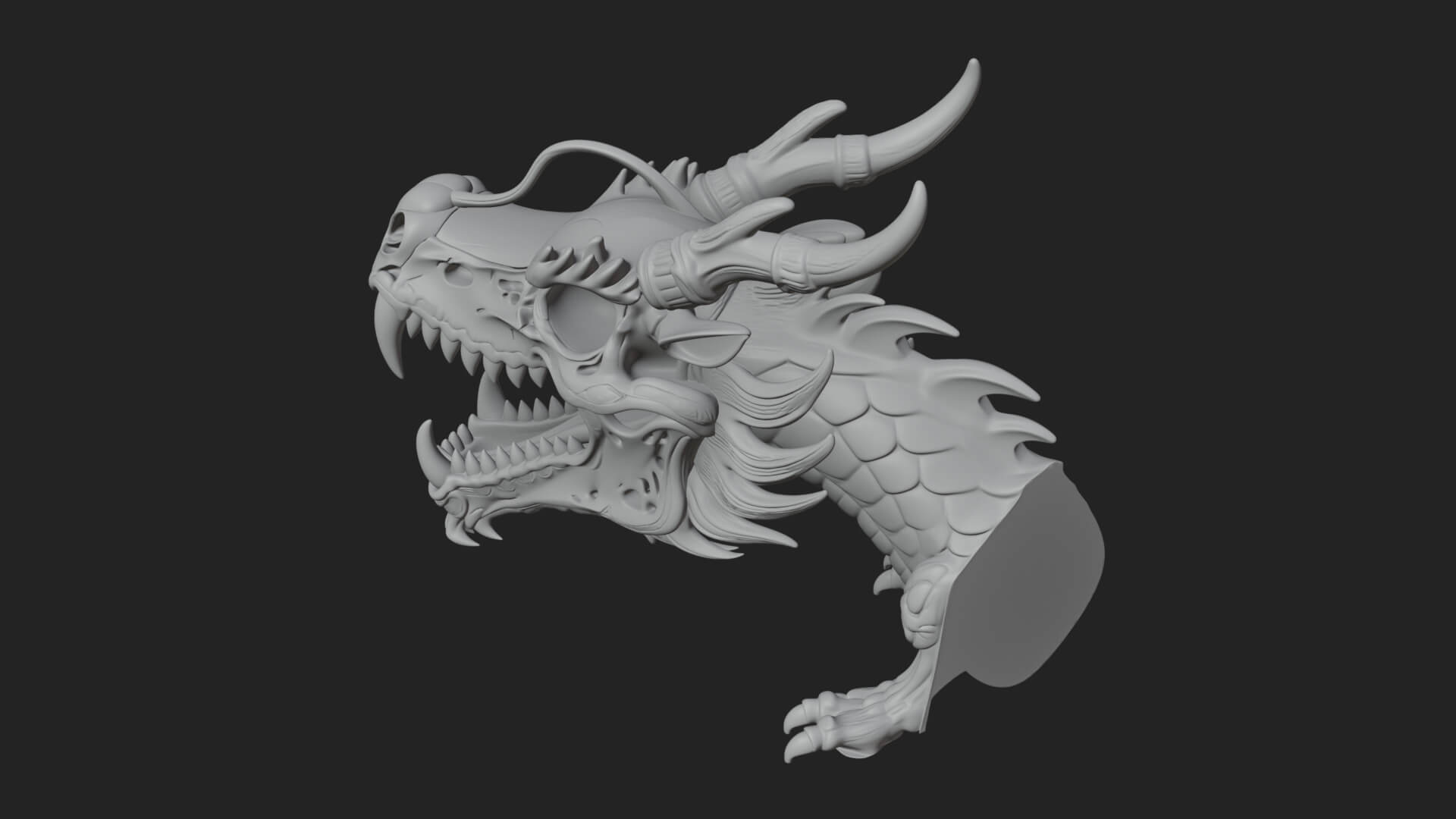 Dragon Skull Bust Statue Design 11 3D Print Model 3D Model