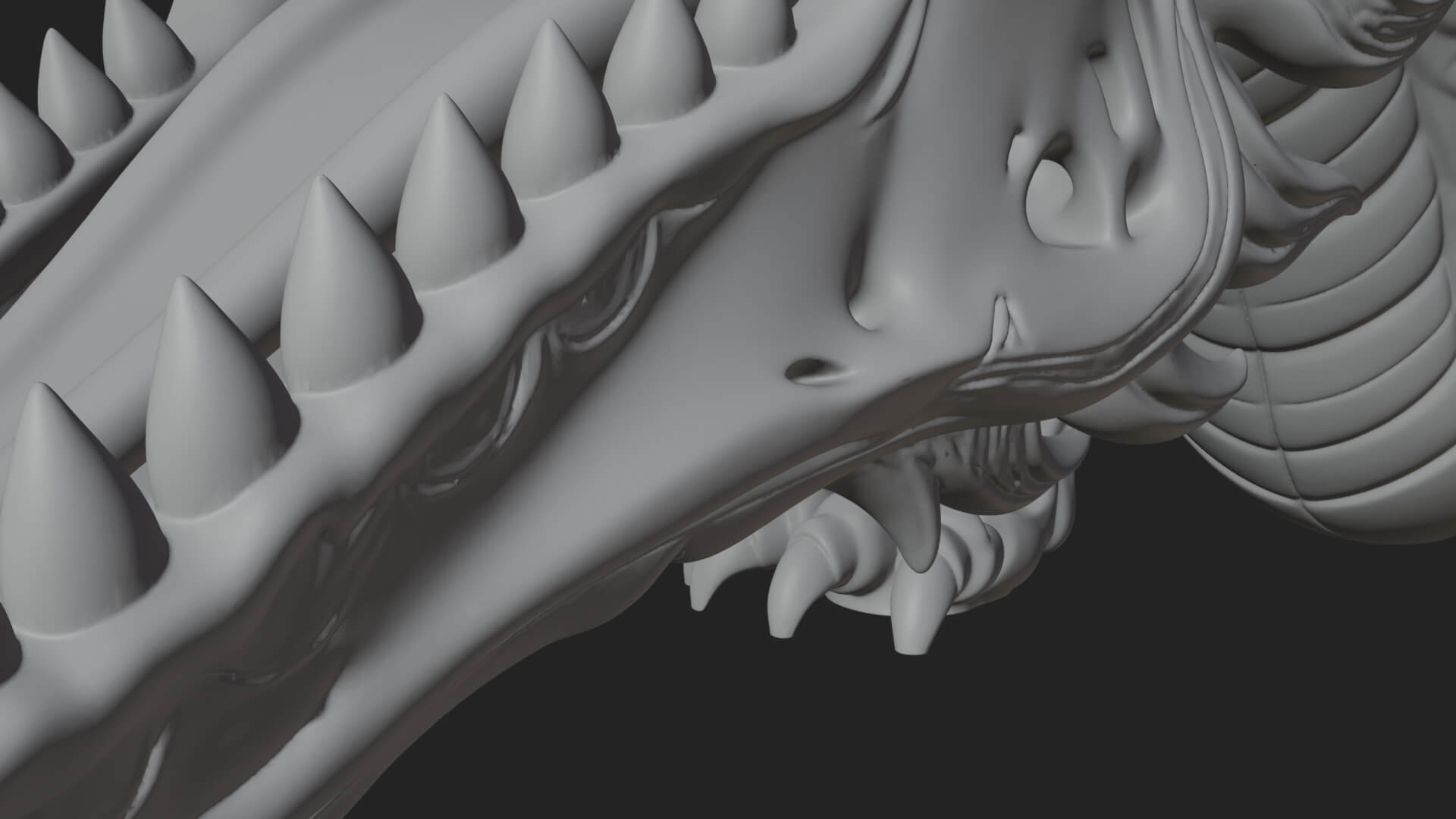 Dragon Skull Bust Statue Design 11 3D Print Model 3D Model