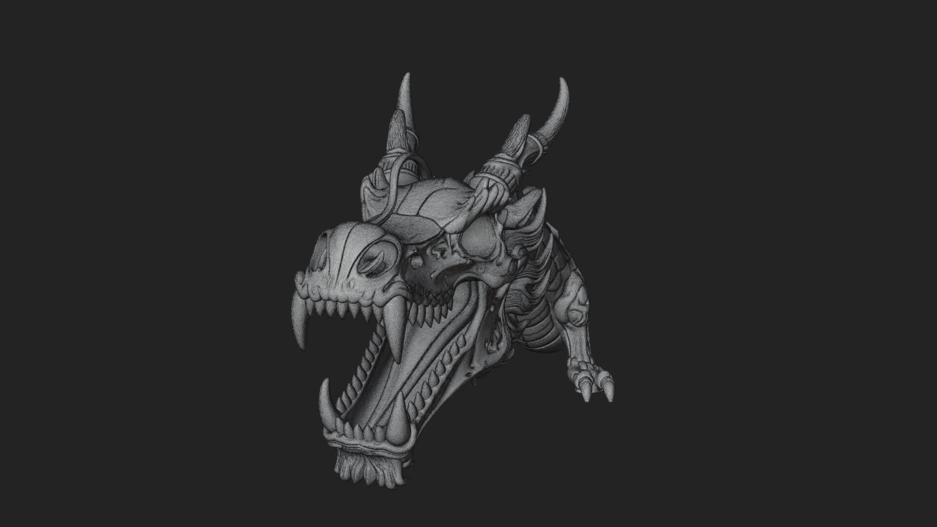 Dragon Skull Bust Statue Design 11 3D Print Model 3D Model