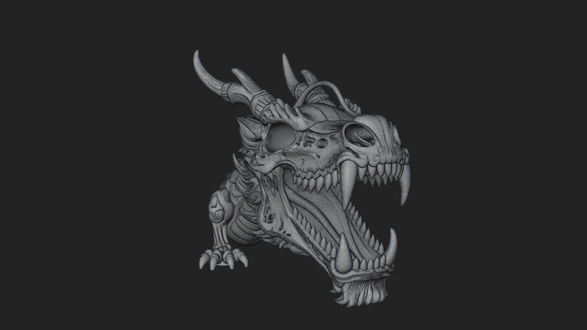 Dragon Skull Bust Statue Design 11 3D Print Model 3D Model