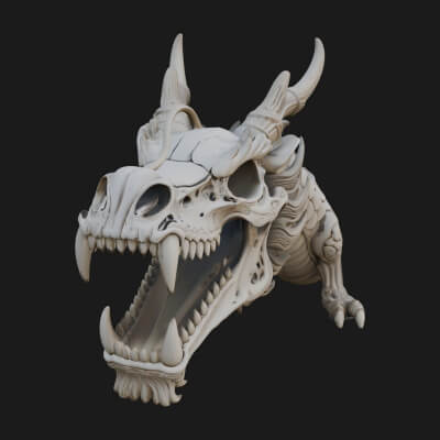Dragon Skull Bust Statue Design 11 3D Print Model