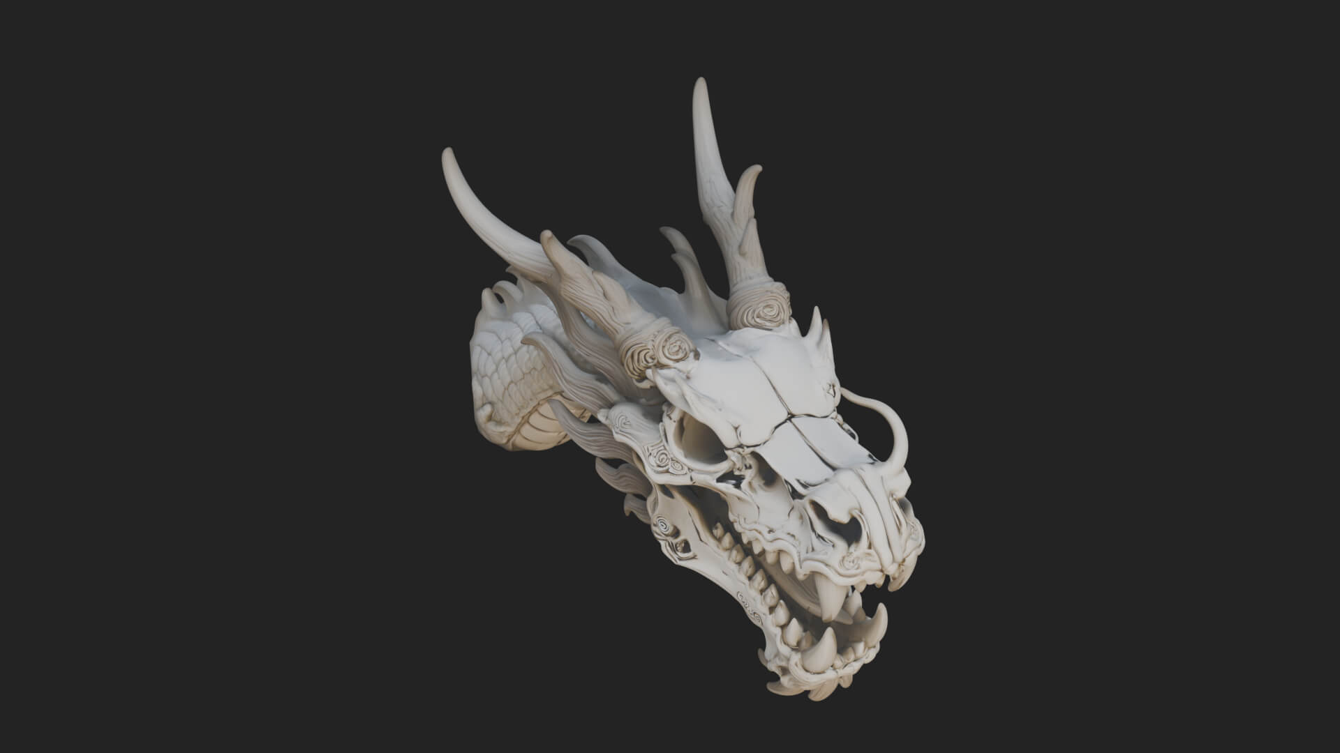 Dragon Skull Bust Statue Design 12 3D Print Model 3D Model