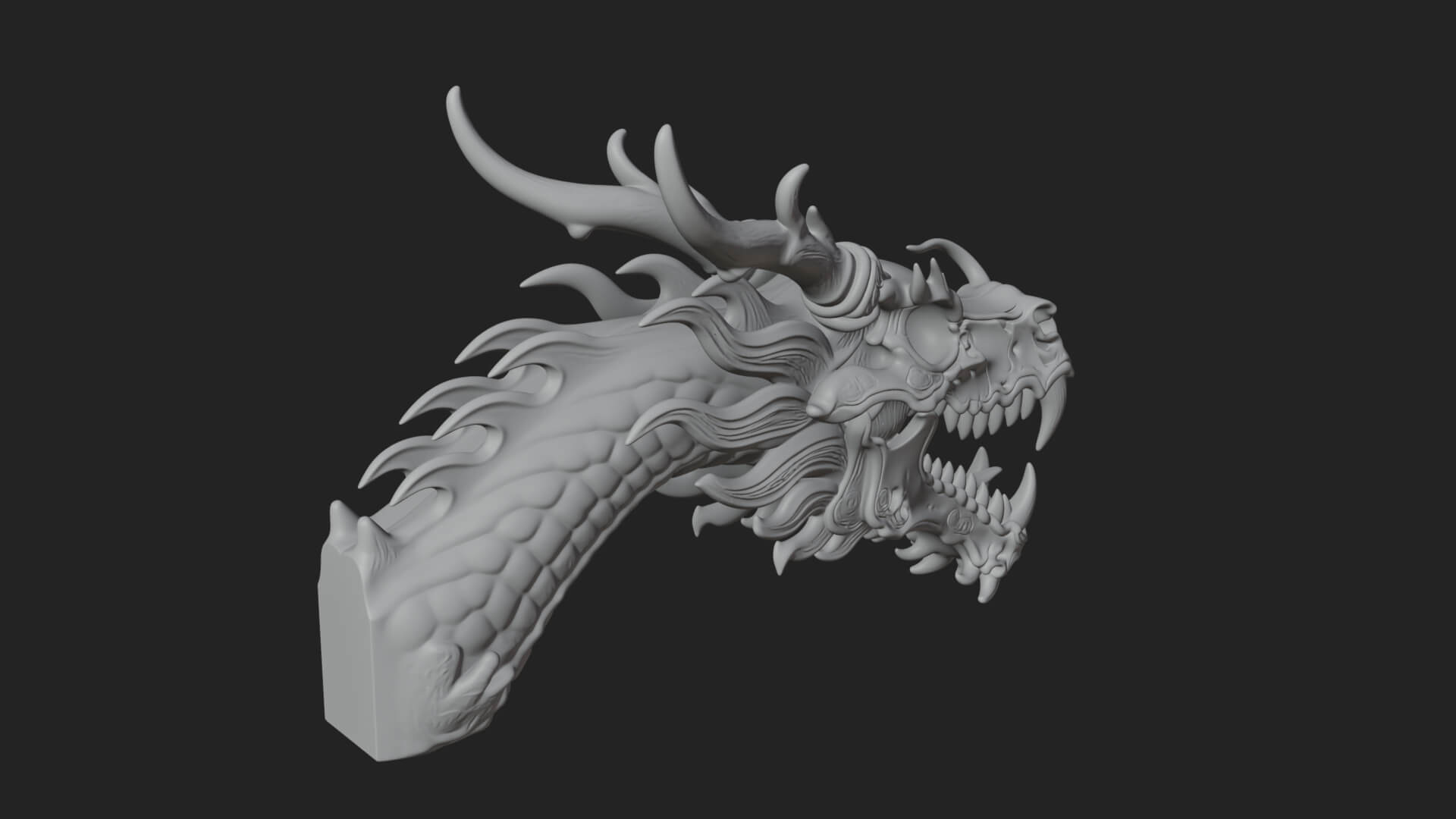 Dragon Skull Bust Statue Design 12 3D Print Model 3D Model