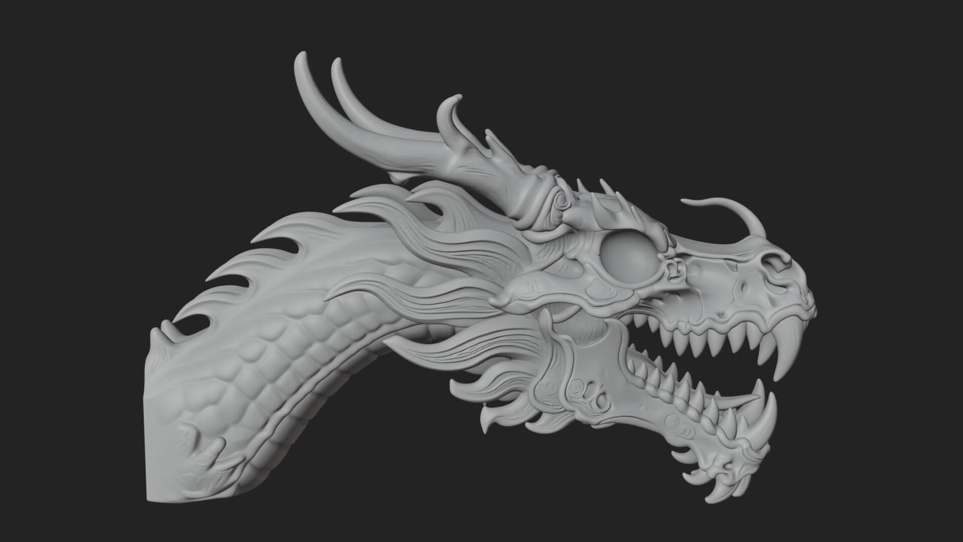 Dragon Skull Bust Statue Design 12 3D Print Model 3D Model
