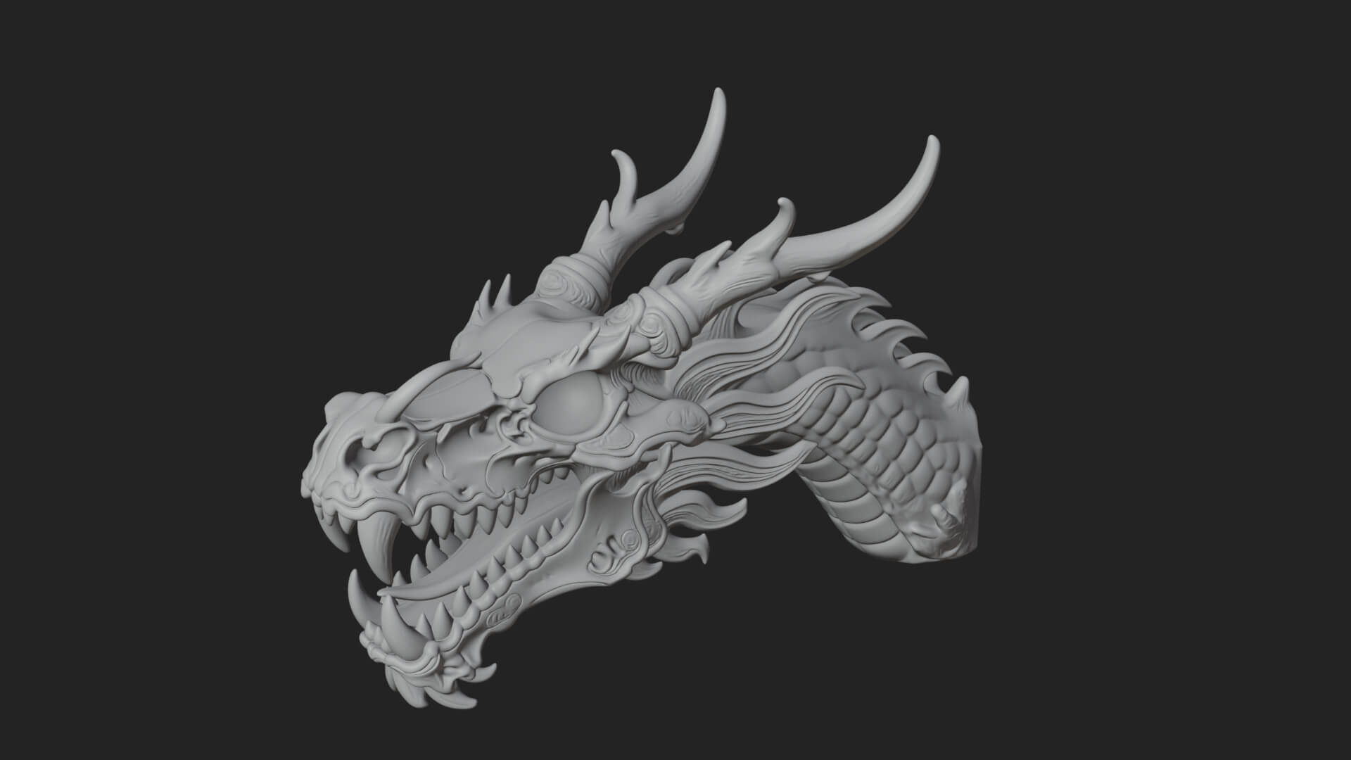 Dragon Skull Bust Statue Design 12 3D Print Model 3D Model
