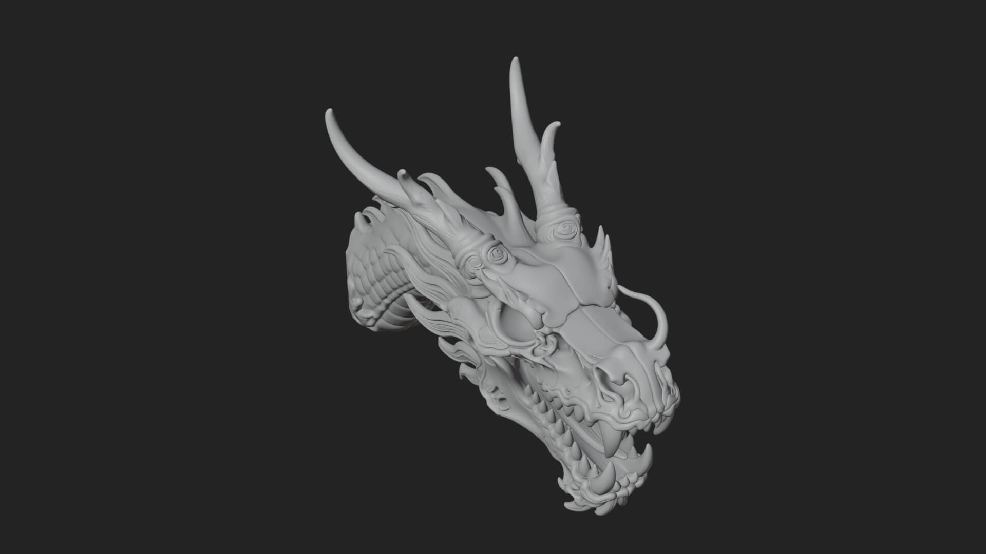 Dragon Skull Bust Statue Design 12 3D Print Model 3D Model