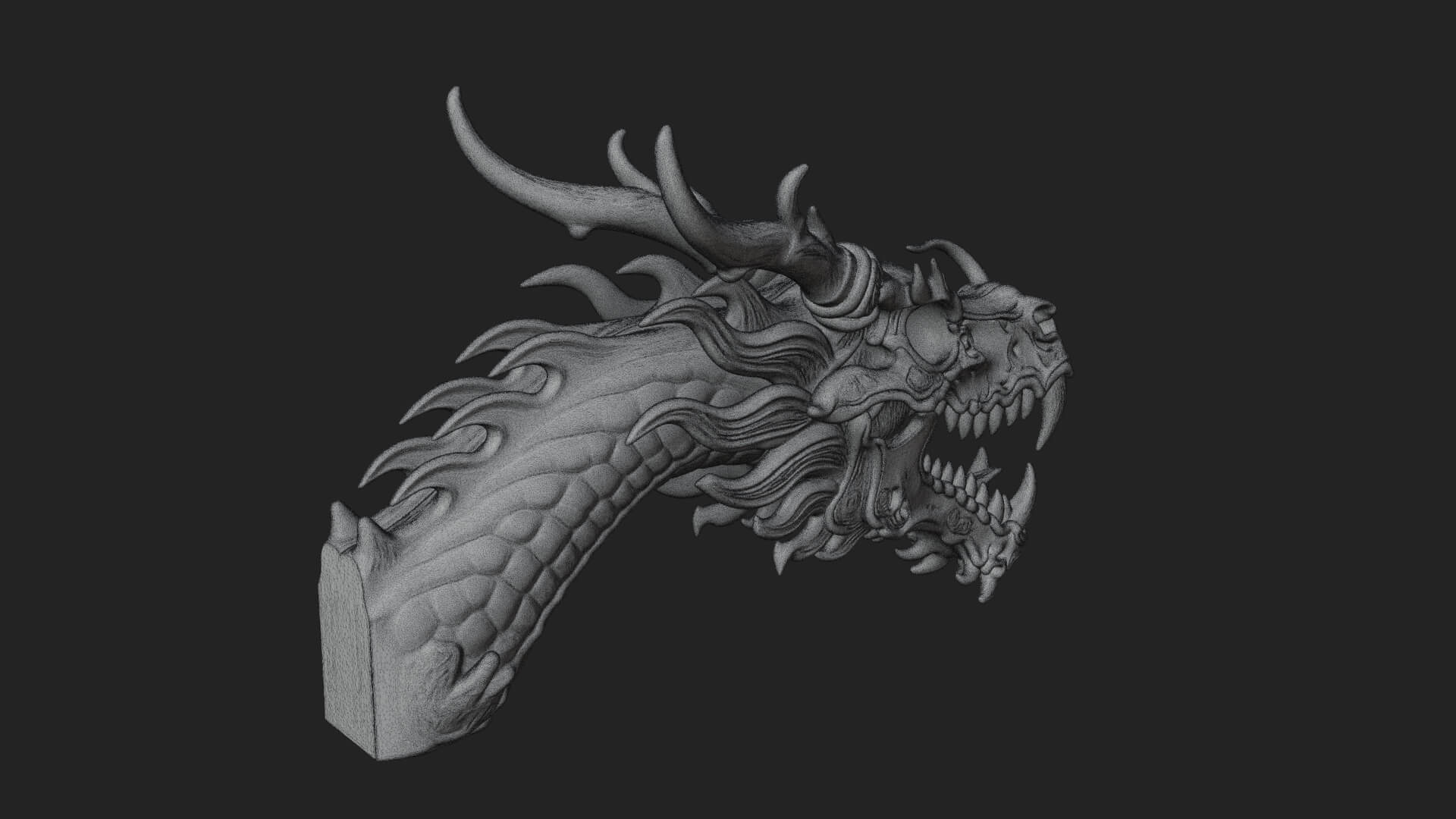 Dragon Skull Bust Statue Design 12 3D Print Model 3D Model