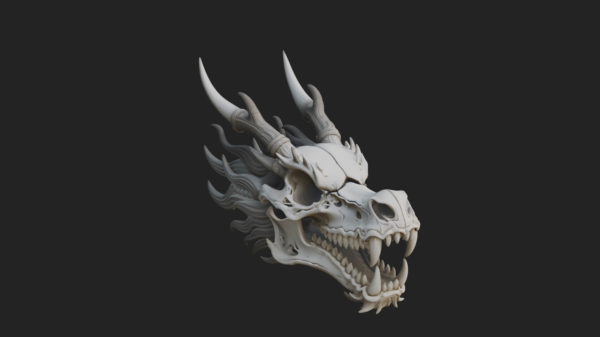 Dragon Skull Bust Statue Design 9 3D Print Model 3D Model