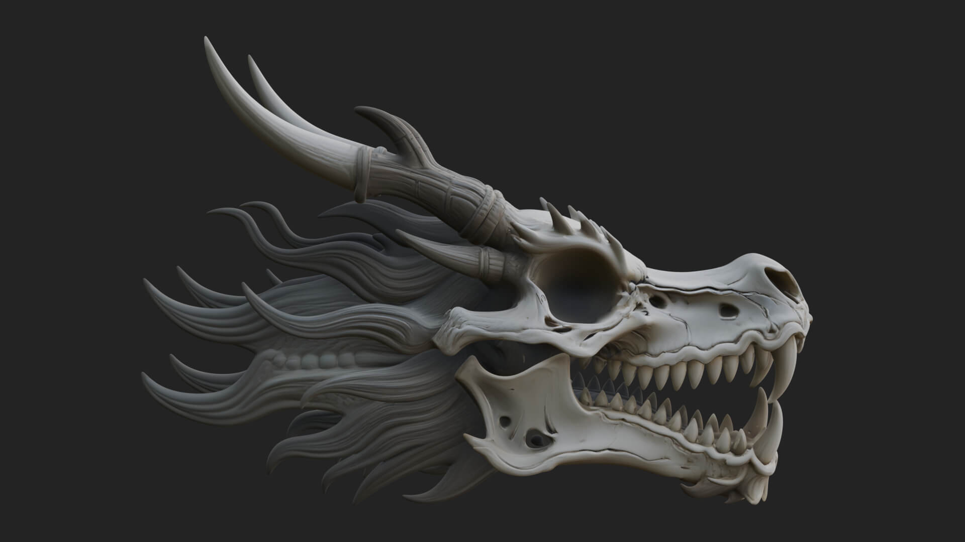 Dragon Skull Bust Statue Design 9 3D Print Model 3D Model