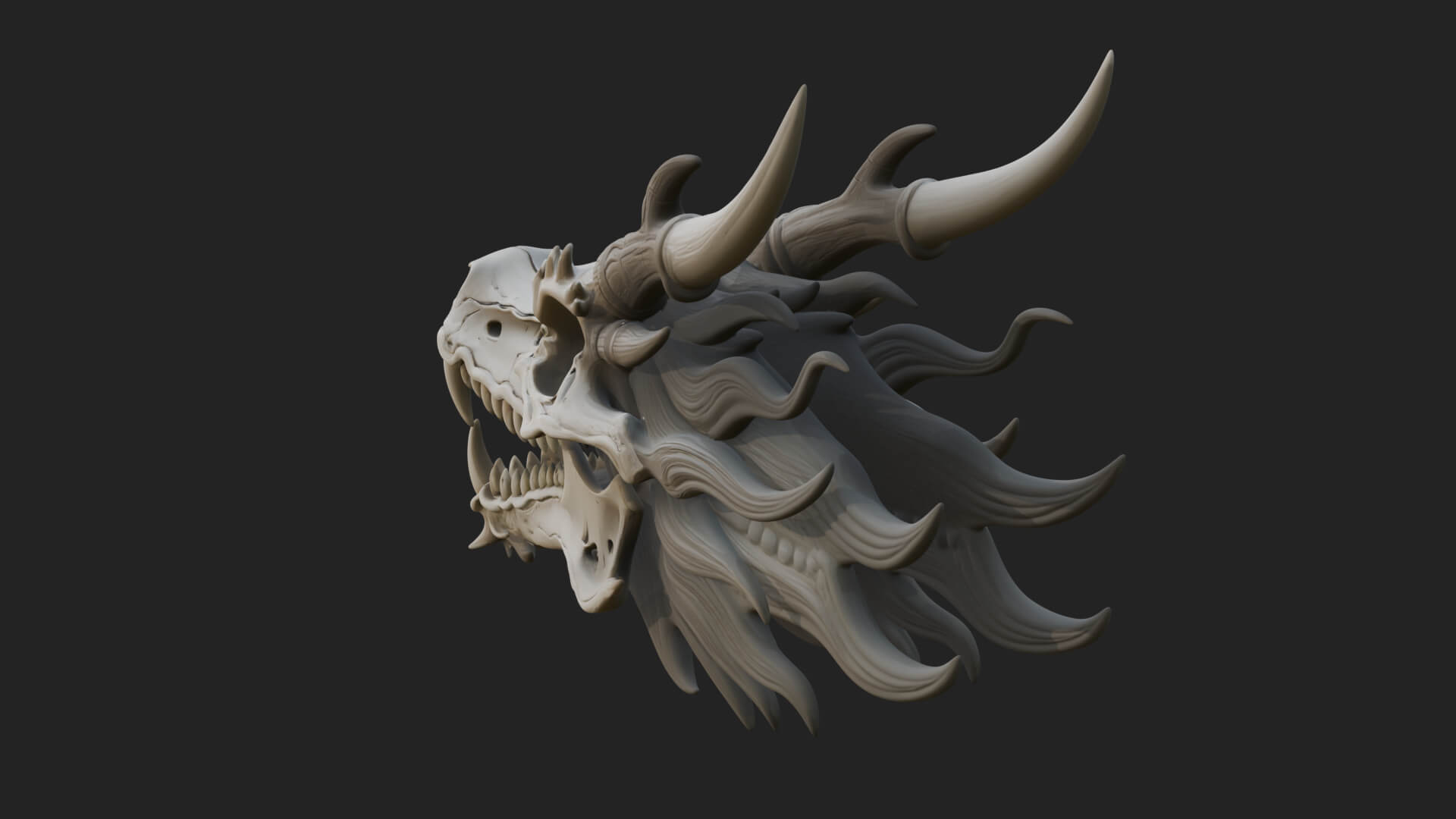 Dragon Skull Bust Statue Design 9 3D Print Model 3D Model
