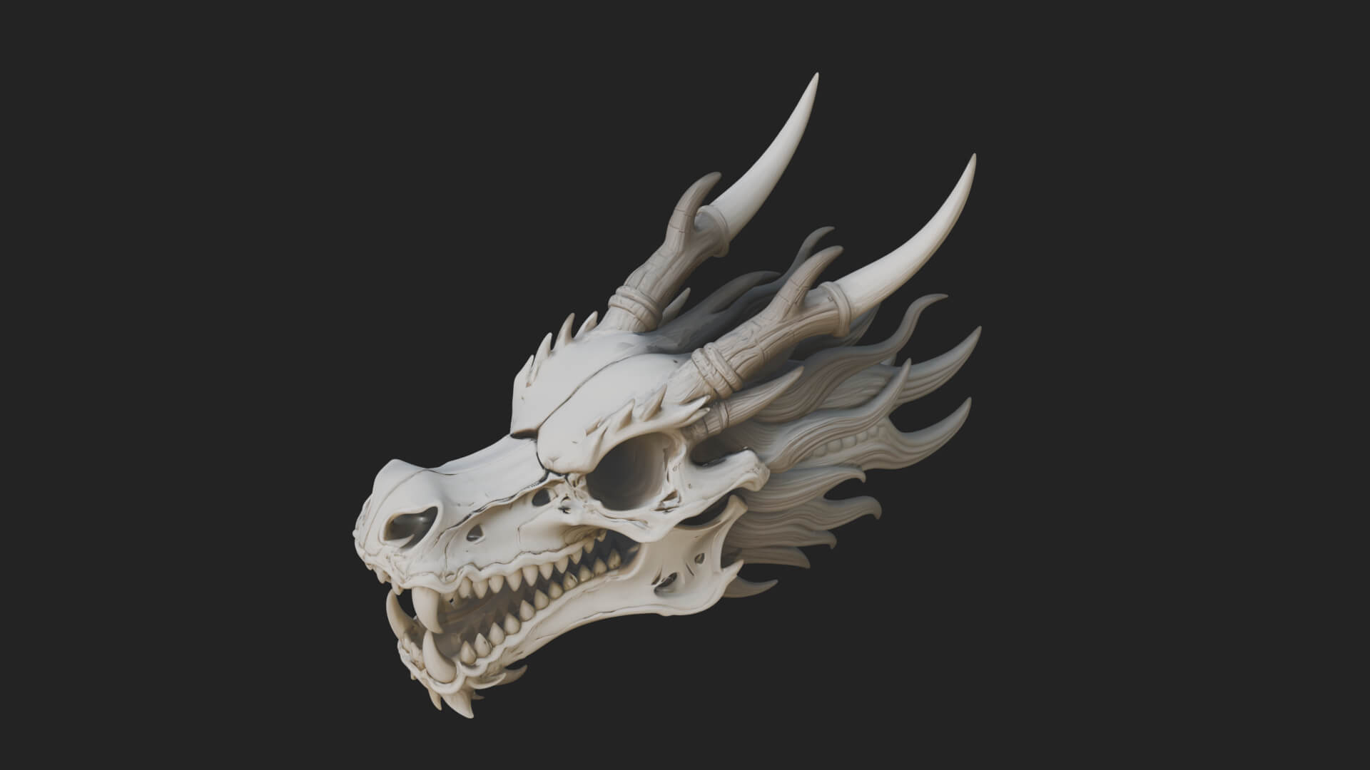 Dragon Skull Bust Statue Design 9 3D Print Model 3D Model
