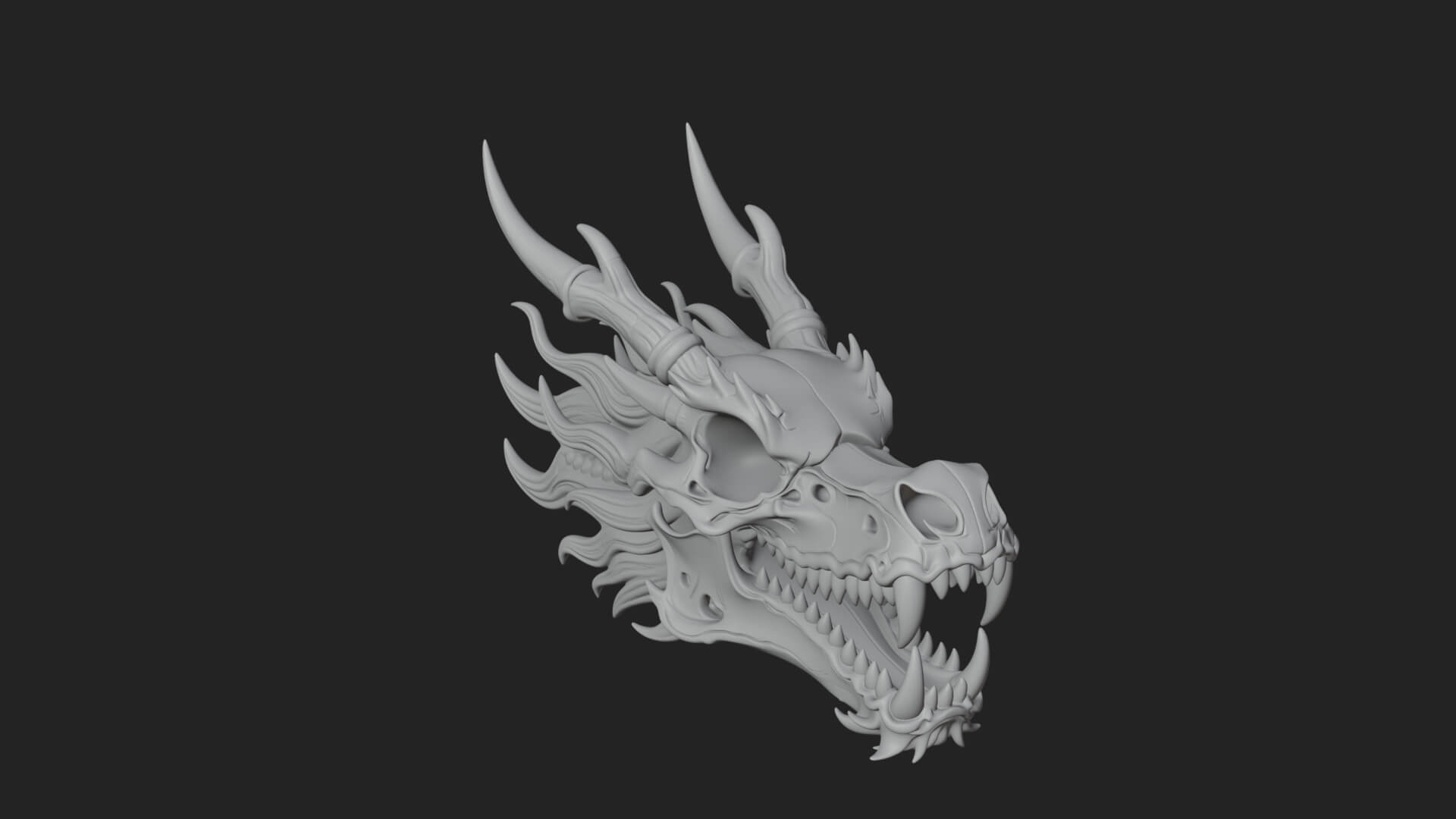 Dragon Skull Bust Statue Design 9 3D Print Model 3D Model