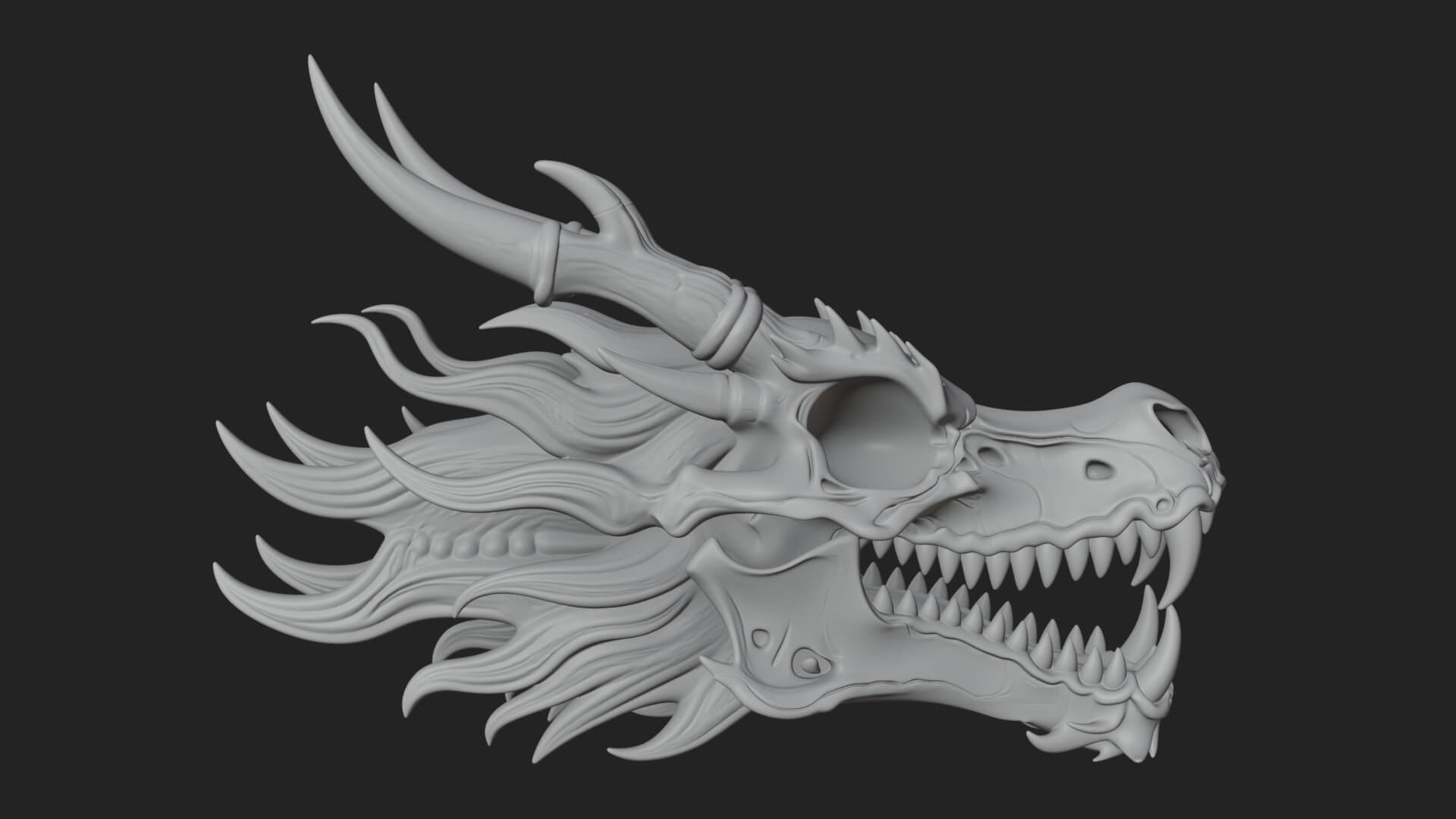 Dragon Skull Bust Statue Design 9 3D Print Model 3D Model