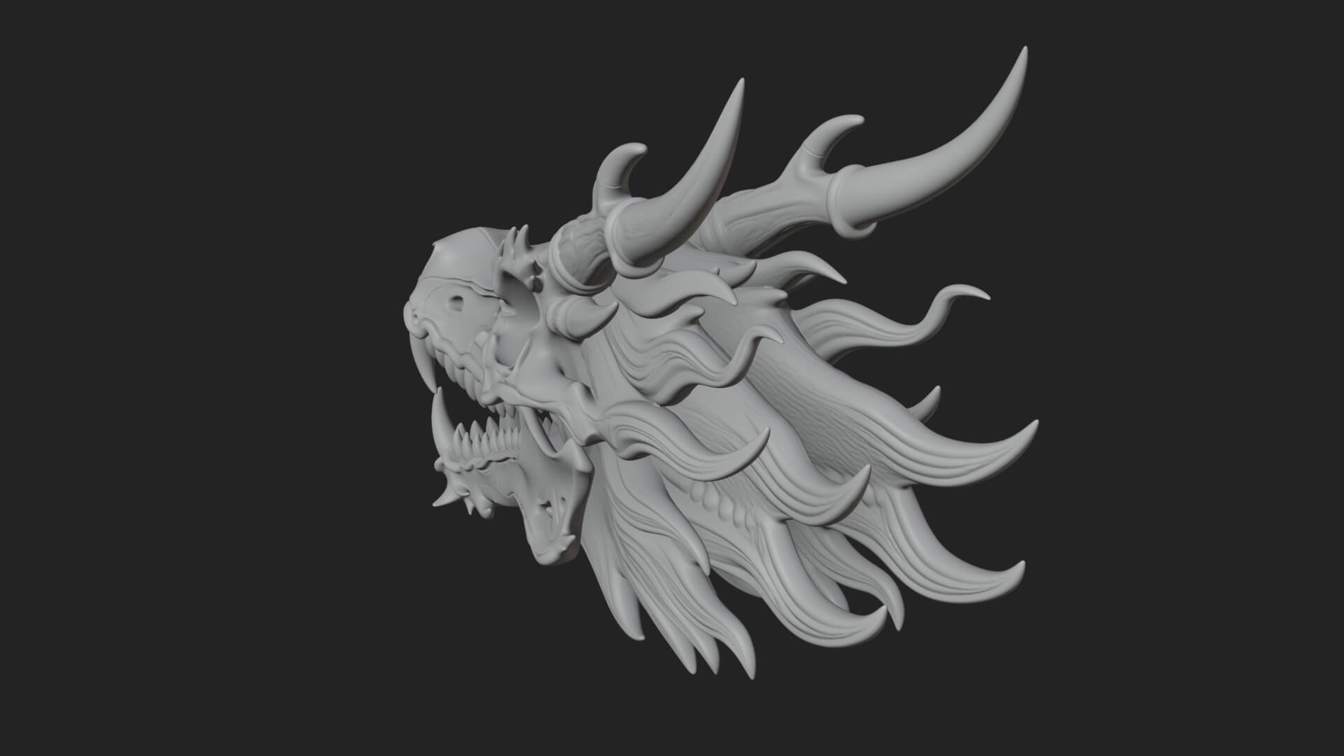 Dragon Skull Bust Statue Design 9 3D Print Model 3D Model