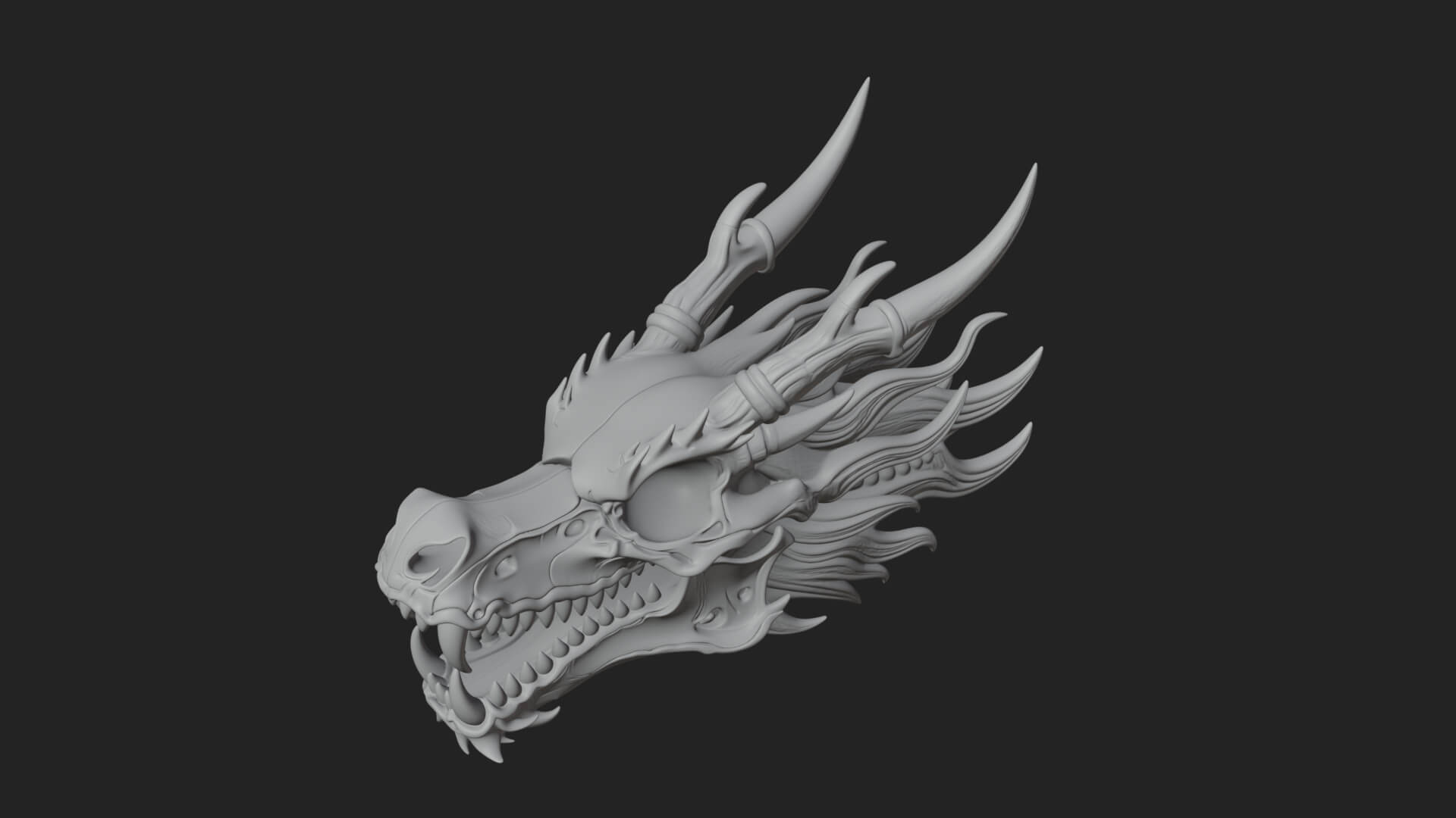 Dragon Skull Bust Statue Design 9 3D Print Model 3D Model